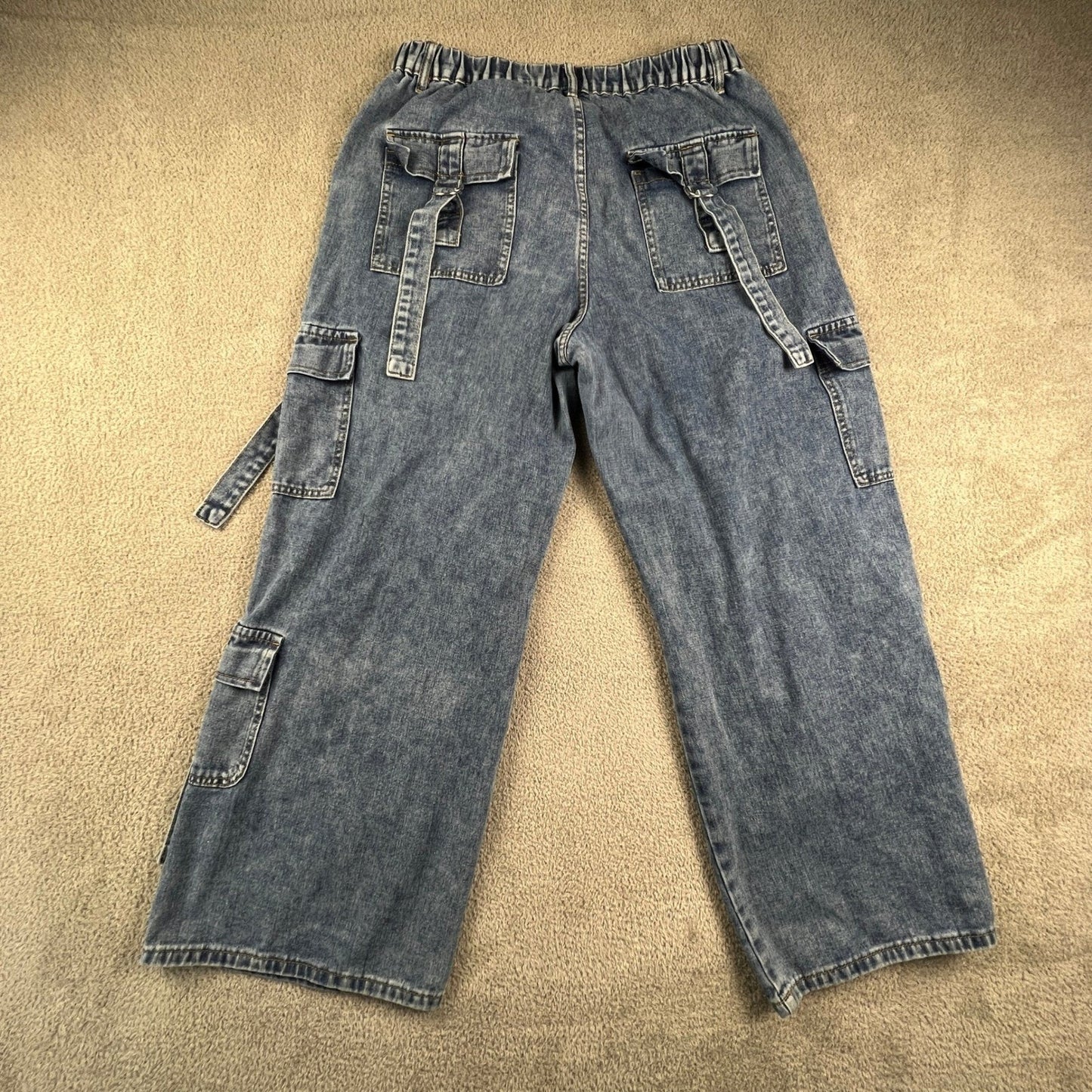 Barrel Leg Cargo Jeans Womens Plus Size XL Denim Wide Utility Shein Curve Rave