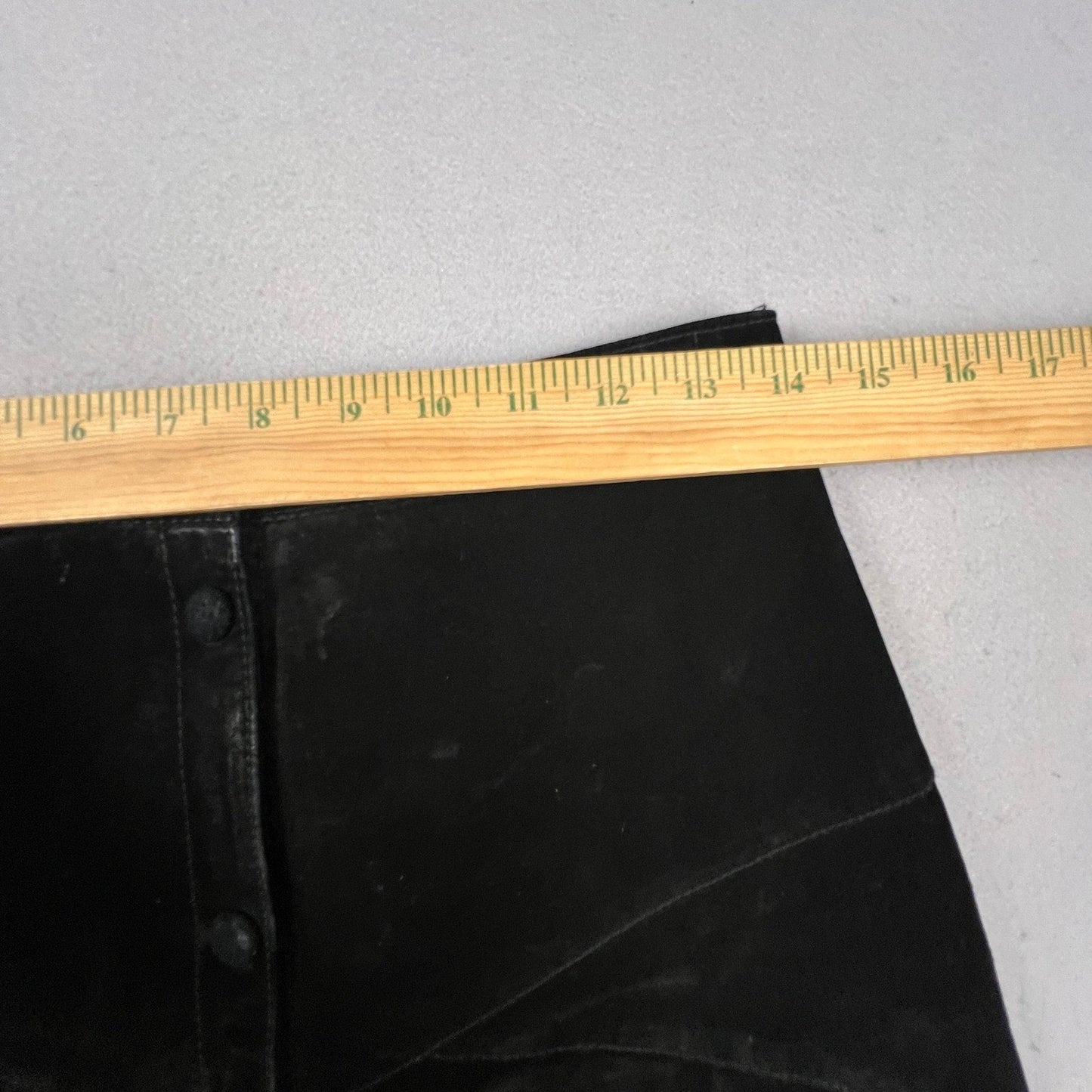 VTG 70s Inspired Monki Suede Mini Skirt 38 Black Genuine Leather Edgy Academia