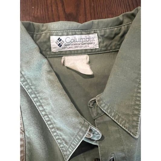 Columbia Hunting Shirt Mens XXL Olive Quilted Shoulder Outdoor Workwear Utility