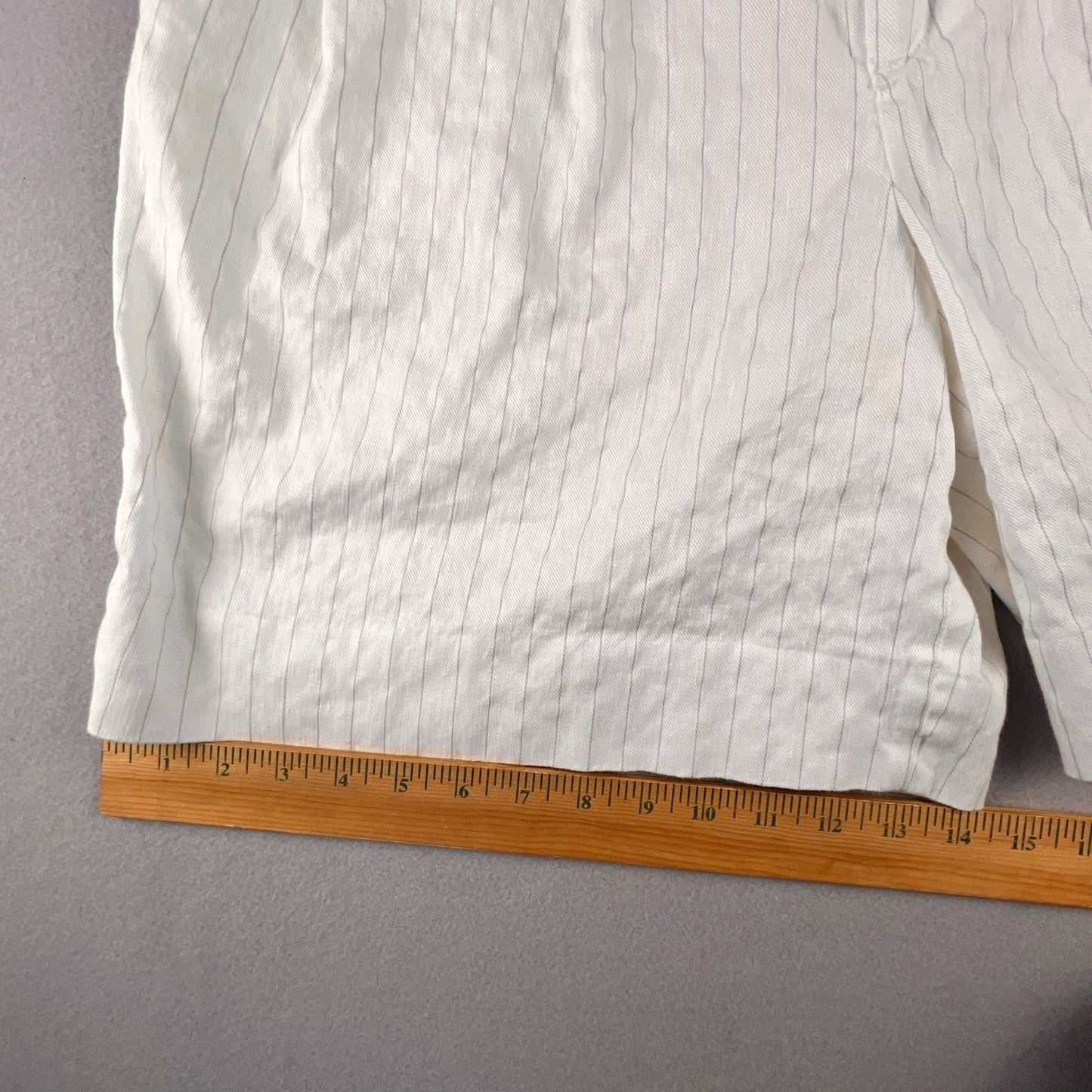 Banana Republic Belted Shorts Women's 12 Pinstripe Linen Blend Pleated Summer