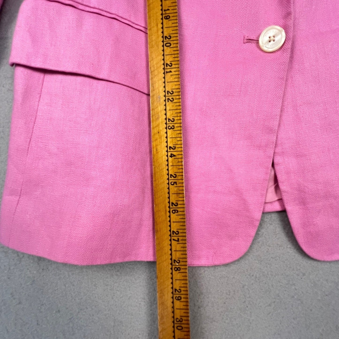 Lauren Ralph Lauren Blazer Women 12 Pink 100% Linen 2Button Career Jacket Office