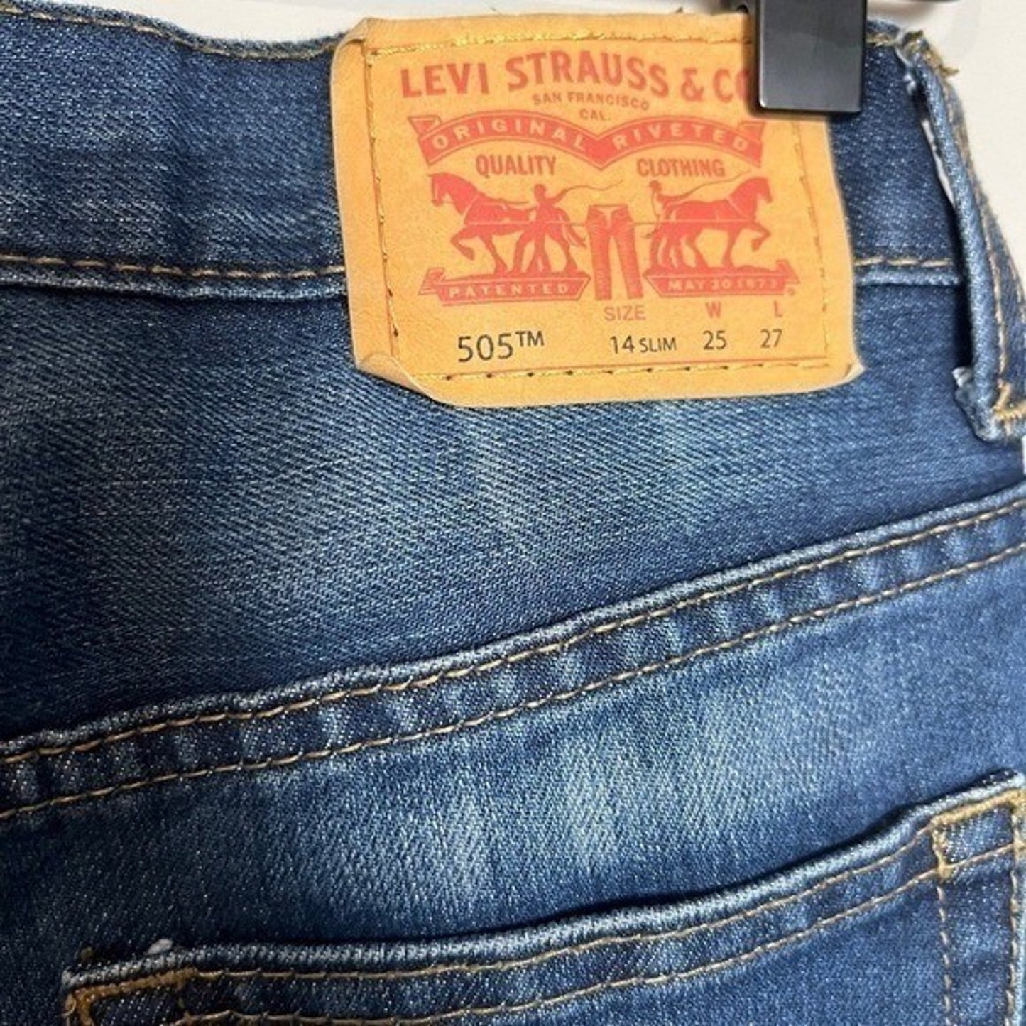 Levi's 505 Jeans Women's Size 14 Slim Fit 25 x 27 Dark Wash Denim Regular Cowboy