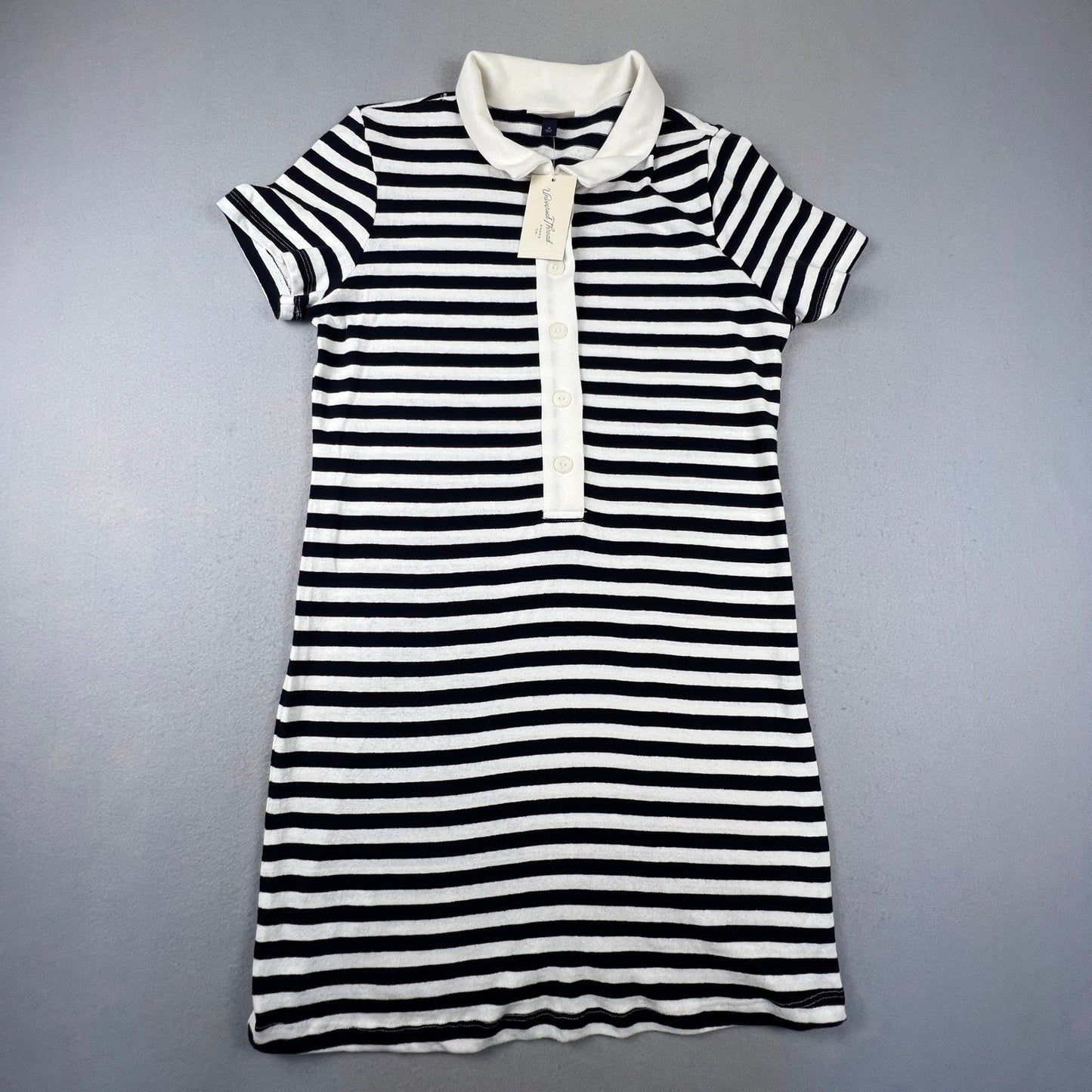 Polo Dress Knit Preppy Medium 100% Cotton Striped Mini Universal Thread