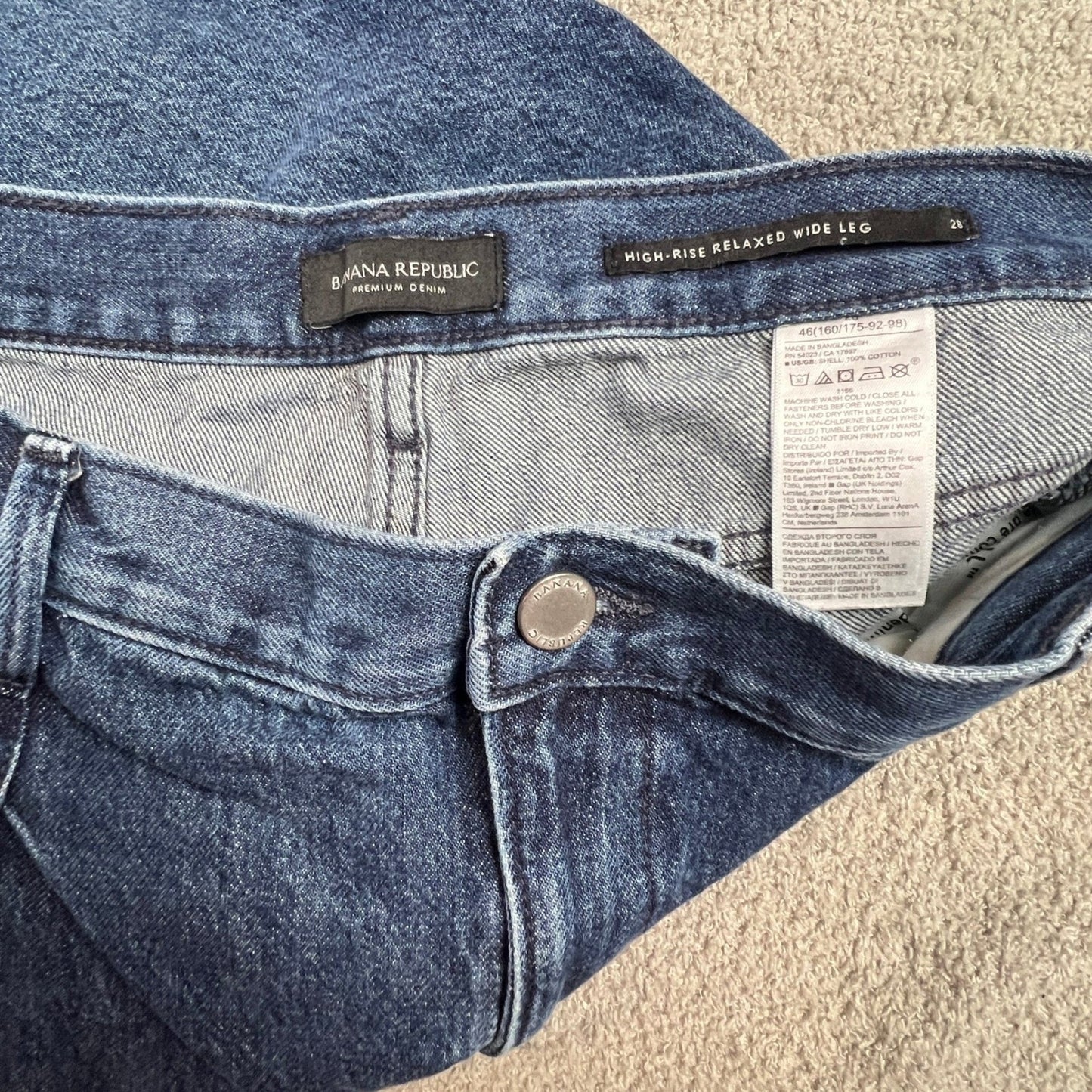 Banana Republic High Rise Women's Size 28 Relaxed Wide Leg Jeans Blue Denim