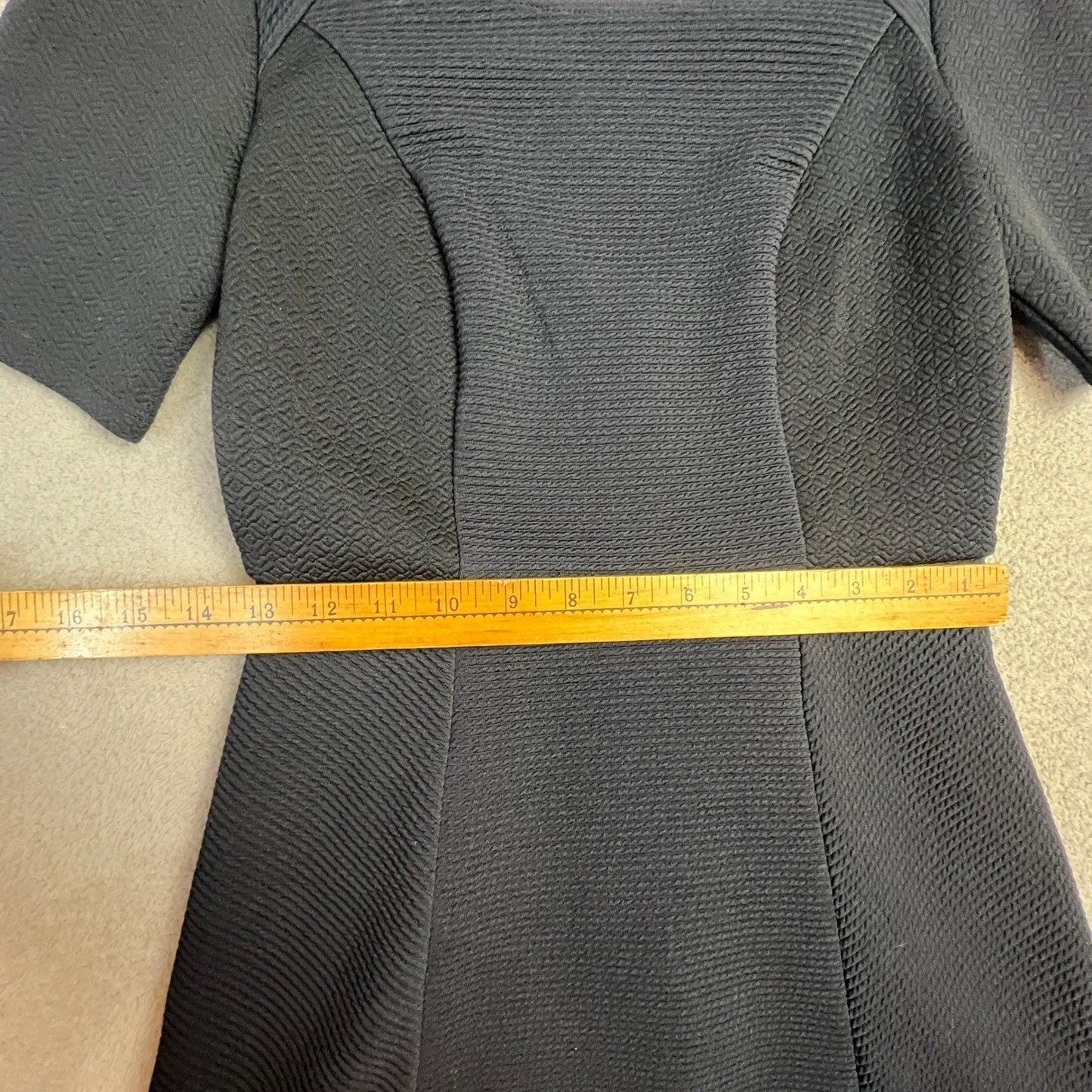 Little Black Dress Size 4 Textured Jacquard Short Sleeve Flounce Hem