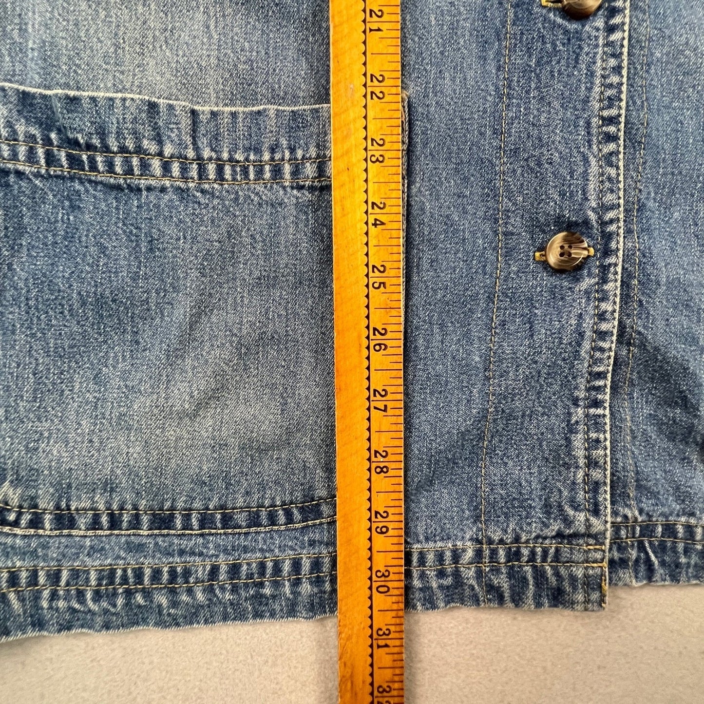 VTG Style Cabin Creek Denim Chore Jacket Womens XL Blue Plaid Lined Barn Coat