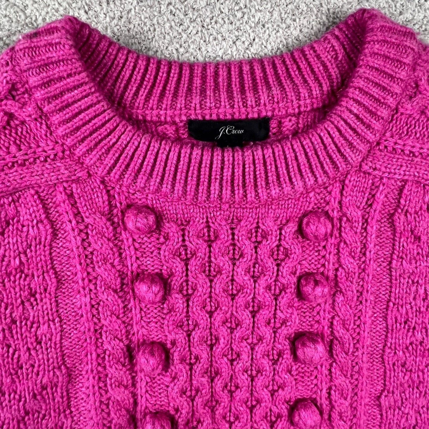 J.Crew Pink Cable Knit Sweater Womens Large Preppy Chunky Textured Cozycore