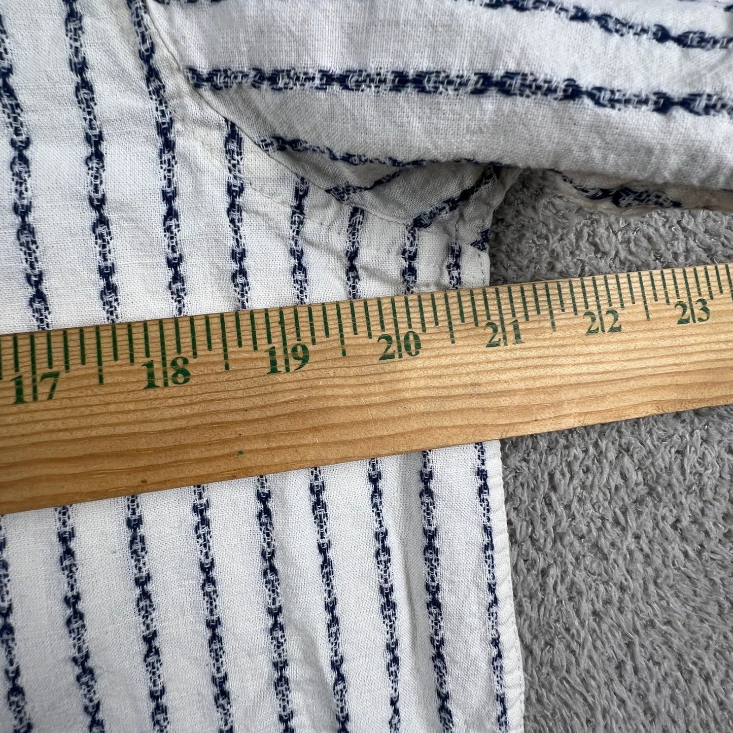 Linen Button Up Shirt Mens Medium White Blue Striped Cotton Blend Summer
