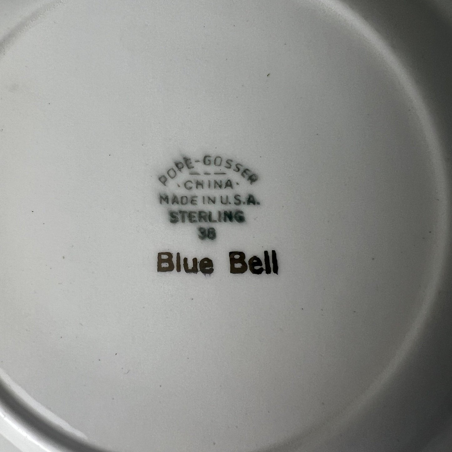 VTG 50s Pope-Gosser Blue Bell Bread Plates Set of 4 White Gold Trim Grandmacore