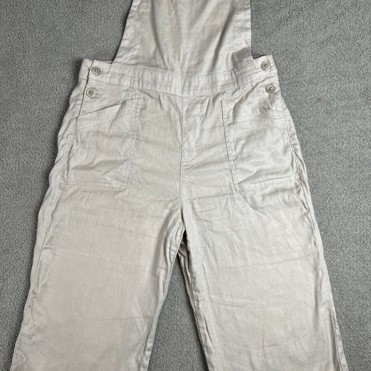 Evereve Overalls Women's Size 28 Linen Blend Wide Leg Cropped Comfy Casual Y2K
