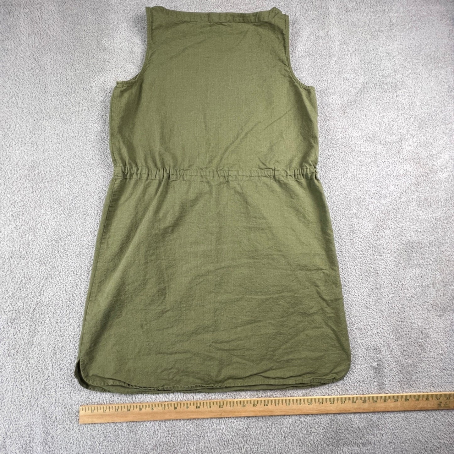 Eileen Fisher Organic Cotton Dress Small Olive Green Minimalist Classic Summer