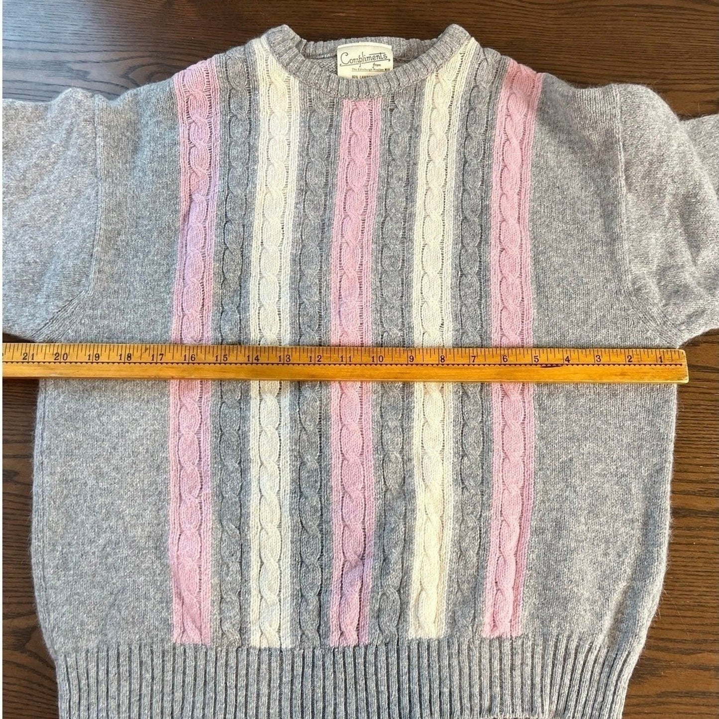 Cable Knit Sweater Womens Gray Pink Preppy Soft Girl Cozy Luxury