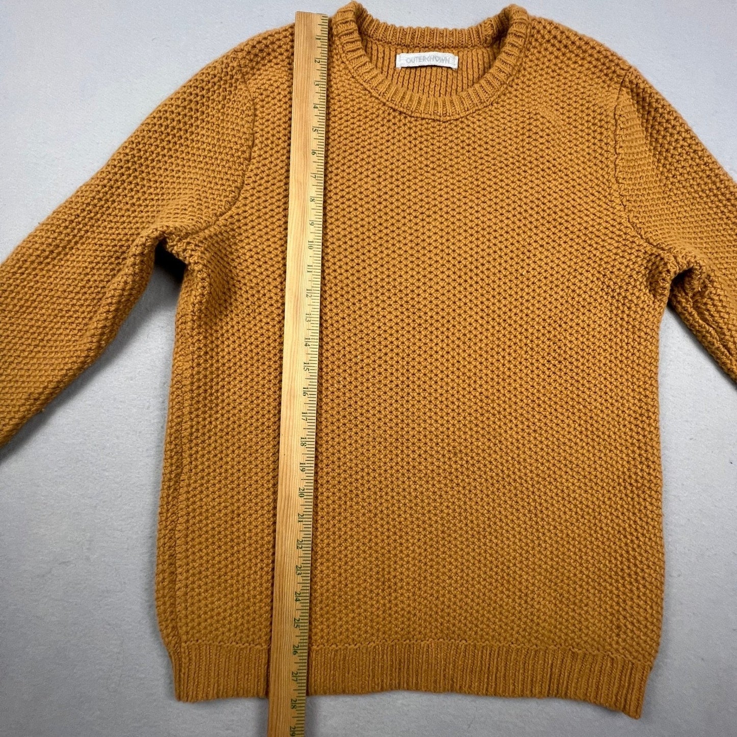 Outerknown Sweater Mens M Mustard Yellow Wool Organic Cotton Waffle Knit Coastal