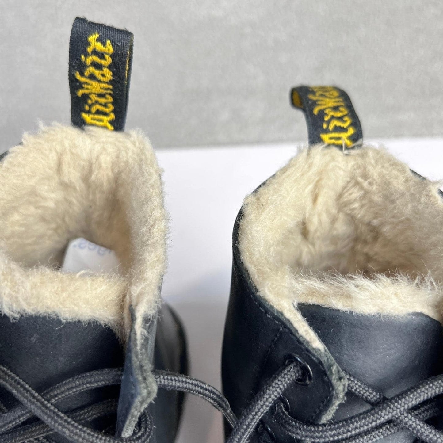 Dr Martens Boots US Size 8 1460 Black Leather Faux Fur Lined Combat Boots