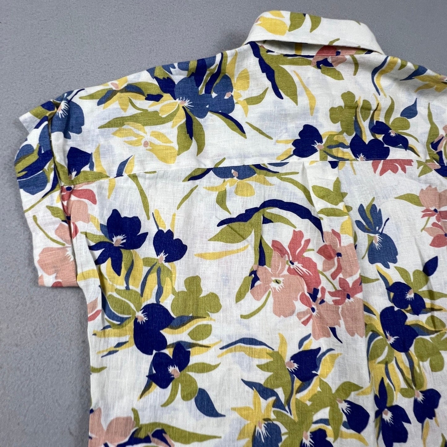Lauren Ralph Lauren Button Down Shirt Womens XS Multi Floral 100% Linen Tropical