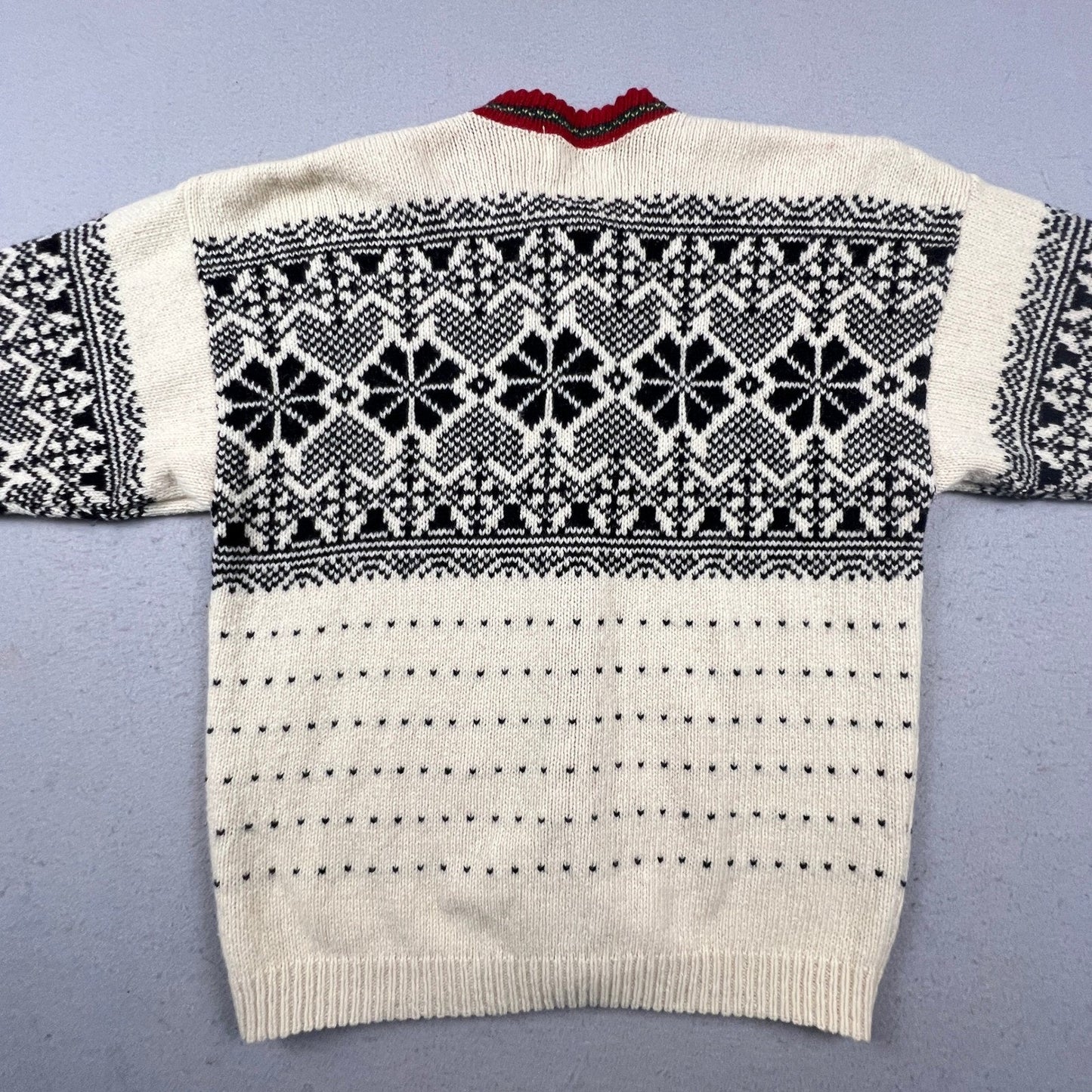 Vintage Eddie Bauer Cardigan Sweater Womens L Nordic Wool Blend Winter Snowflake