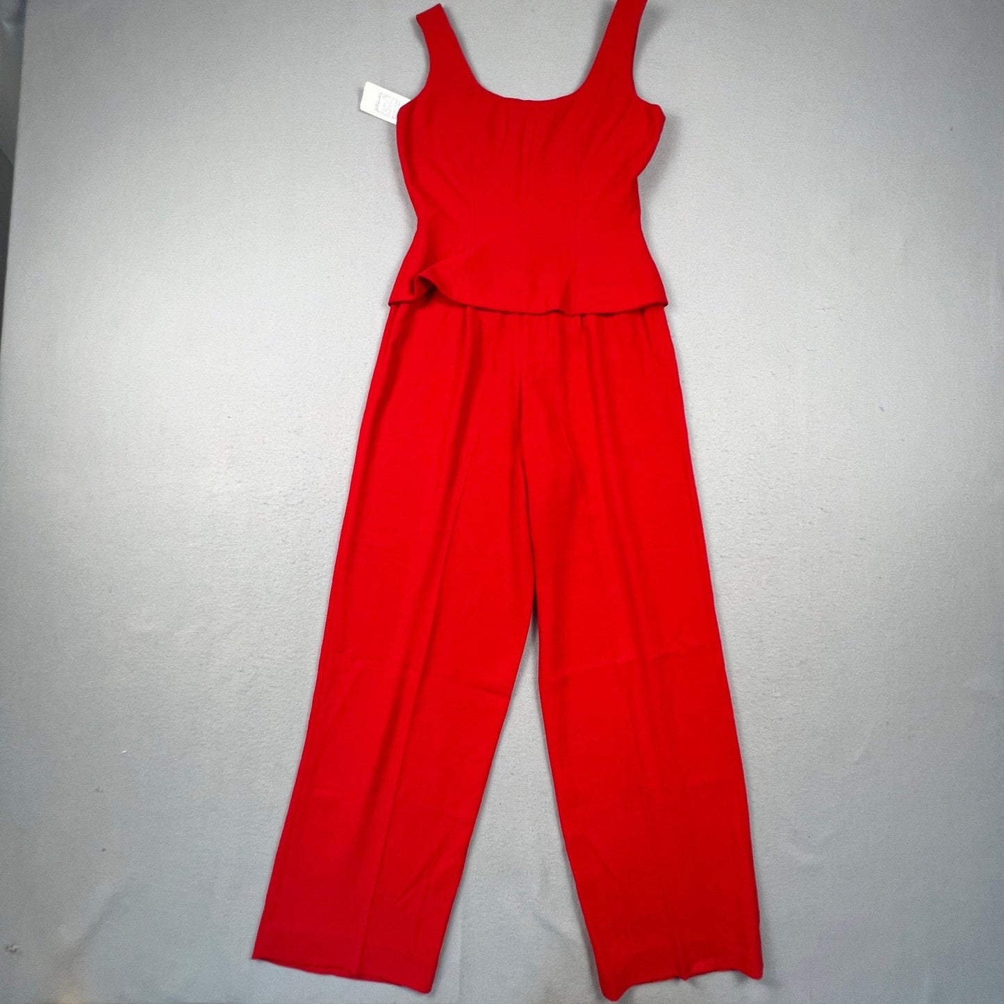 NWT VTG 90s Kenar Jumpsuit Set Women 4 Red 2 Piece Vest Pants Rhinestone