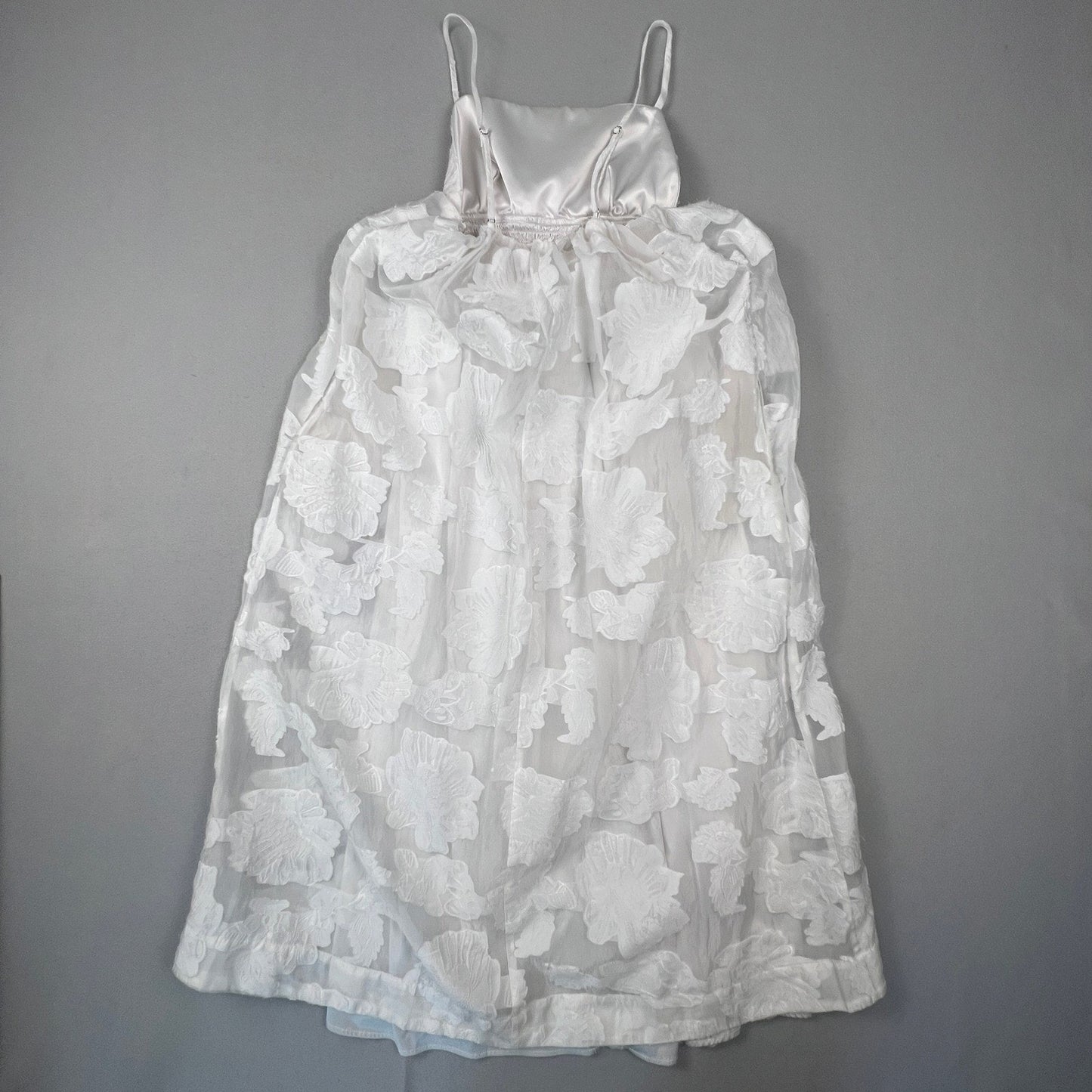 BHLDN Maxi Dress Womens Small White Floral Jacquard Organza Empire Bridal Boho