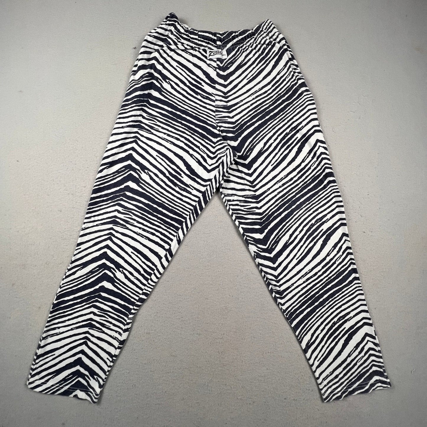 Zubaz Zebra Print Pants Mens Medium Black White Tapered Retro Loungewear Joggers