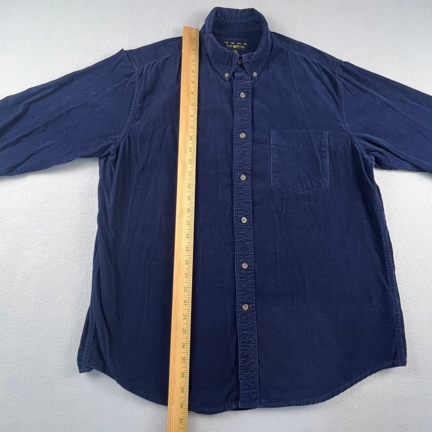 Club Room Corduroy Shirt Mens L Navy Blue Button Down Long Sleeve Casual Classic