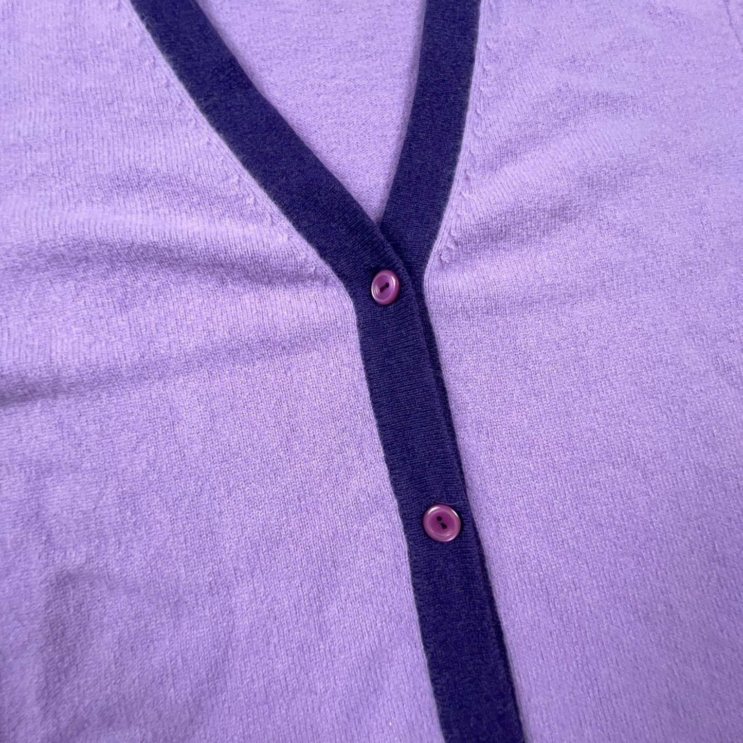 MAG Cardigan Womens L Purple 100% Cashmere V-Neck Bloomingdales Luxury Soft