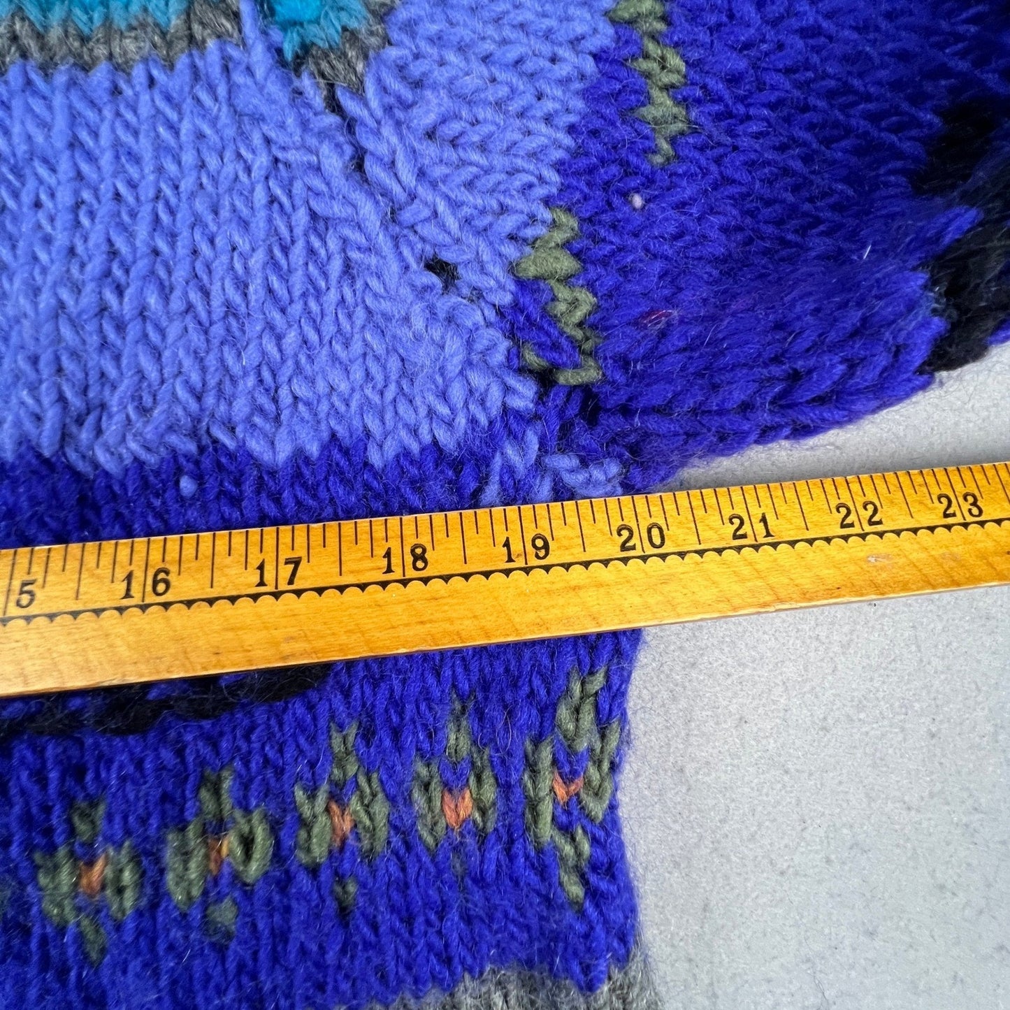 Hand Knit Sweater Dress Womens M Purple Turquoise Abstract Fair Isle Boho 3D VTG