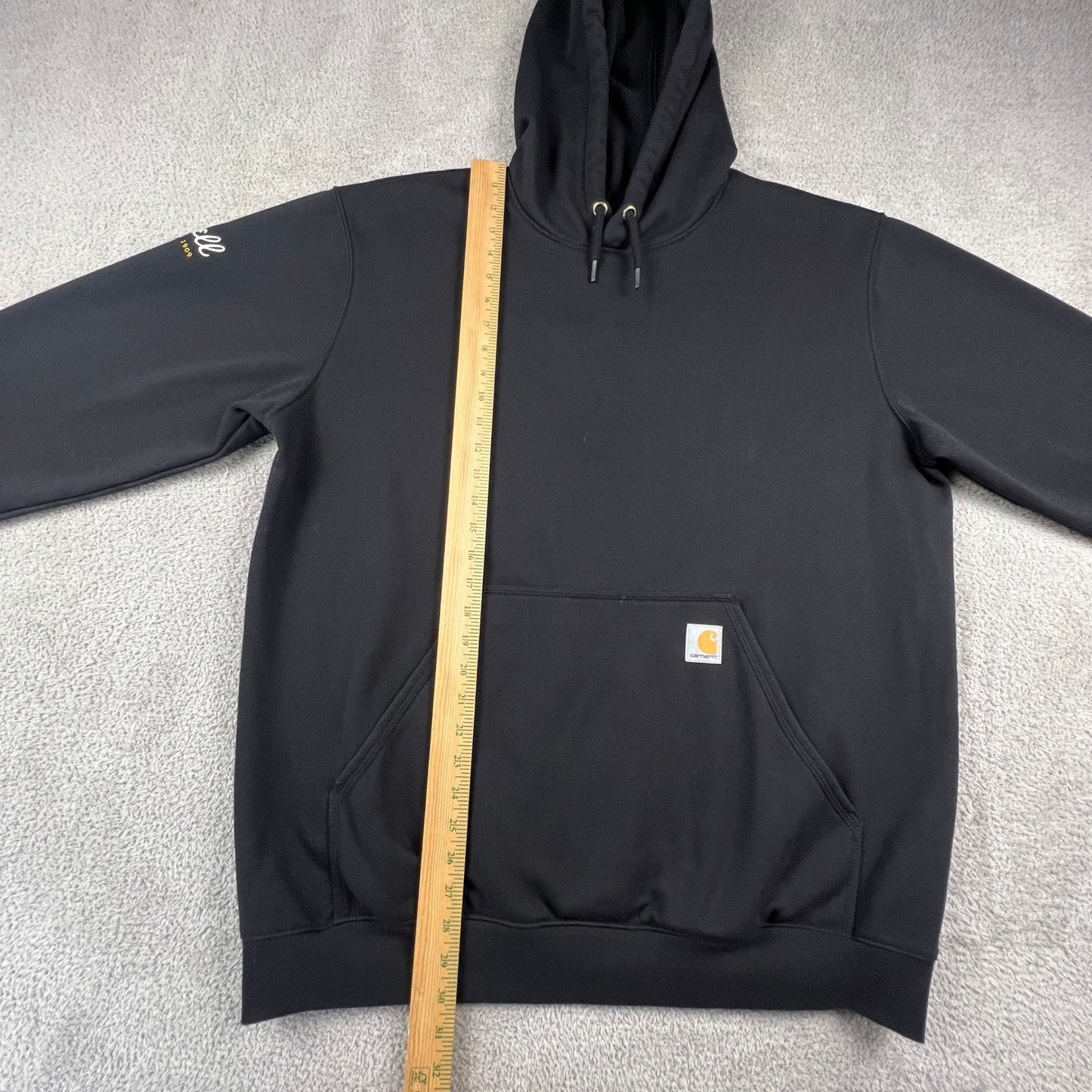 Carhartt Hoodie Mens Large Black Loose Fit K121 BLK Bell Since 1909 Sweatshirt