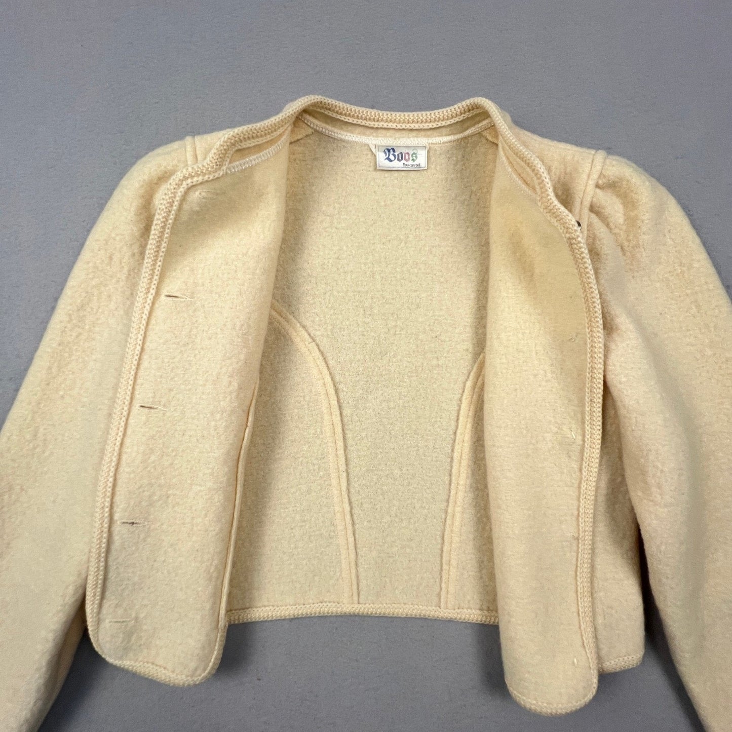 Boos Austrian Style Wool Jacket Womens 18 Scalloped Puff Shoulder Trachten Folk