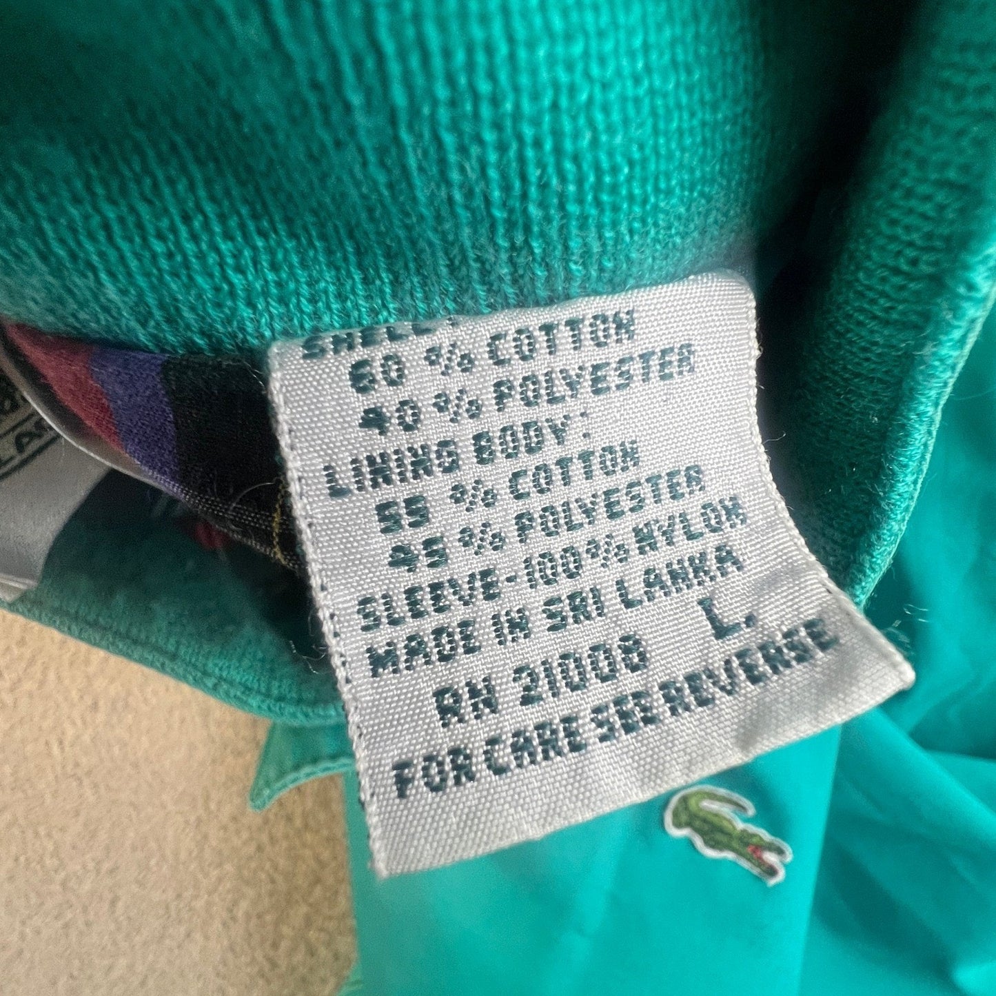 Vintage Izod Lacoste Harrington Jacket Mens Large Teal Green Plaid Lined