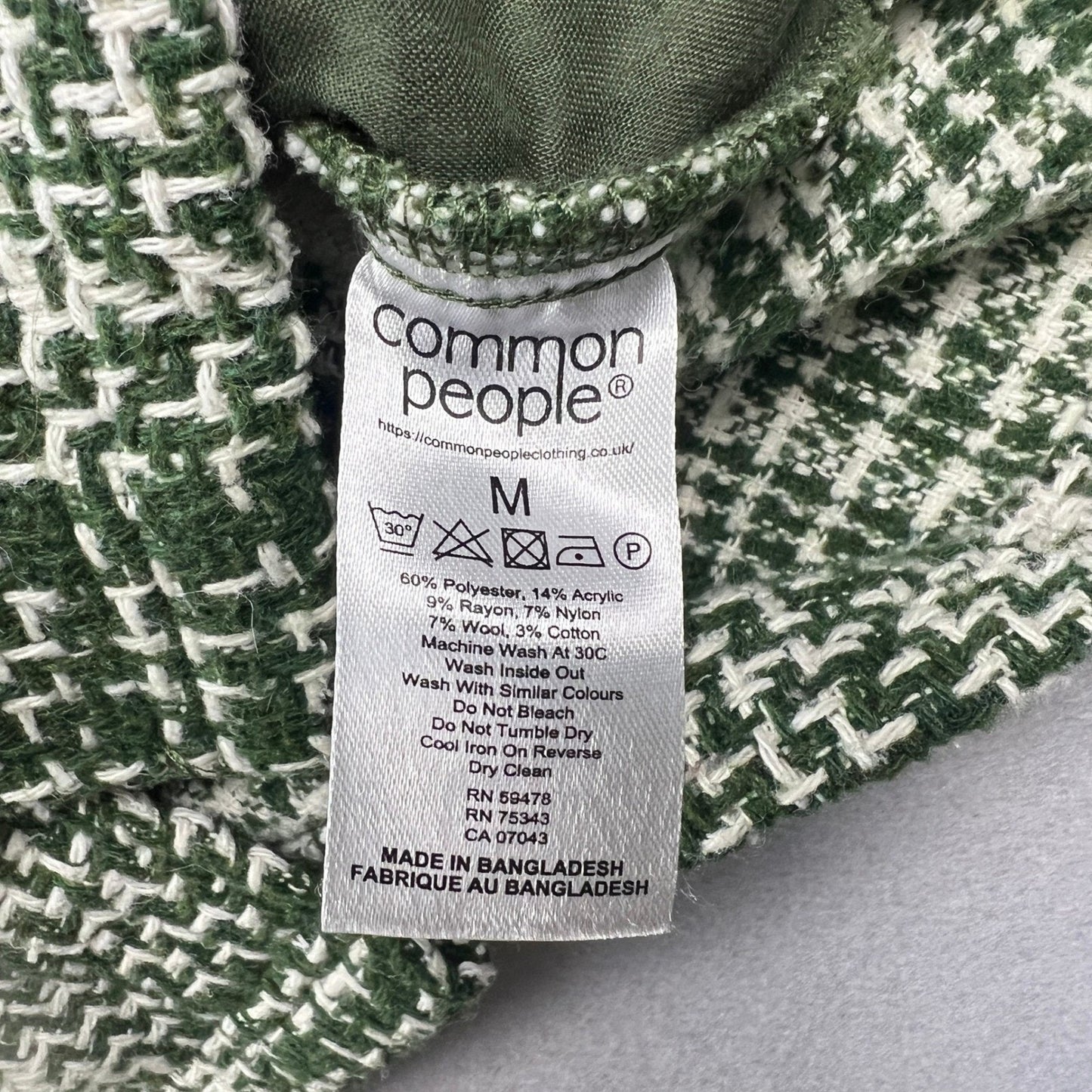 Common People Plaid Overshirt Mens Medium Green Wool Blend Textured Shacket