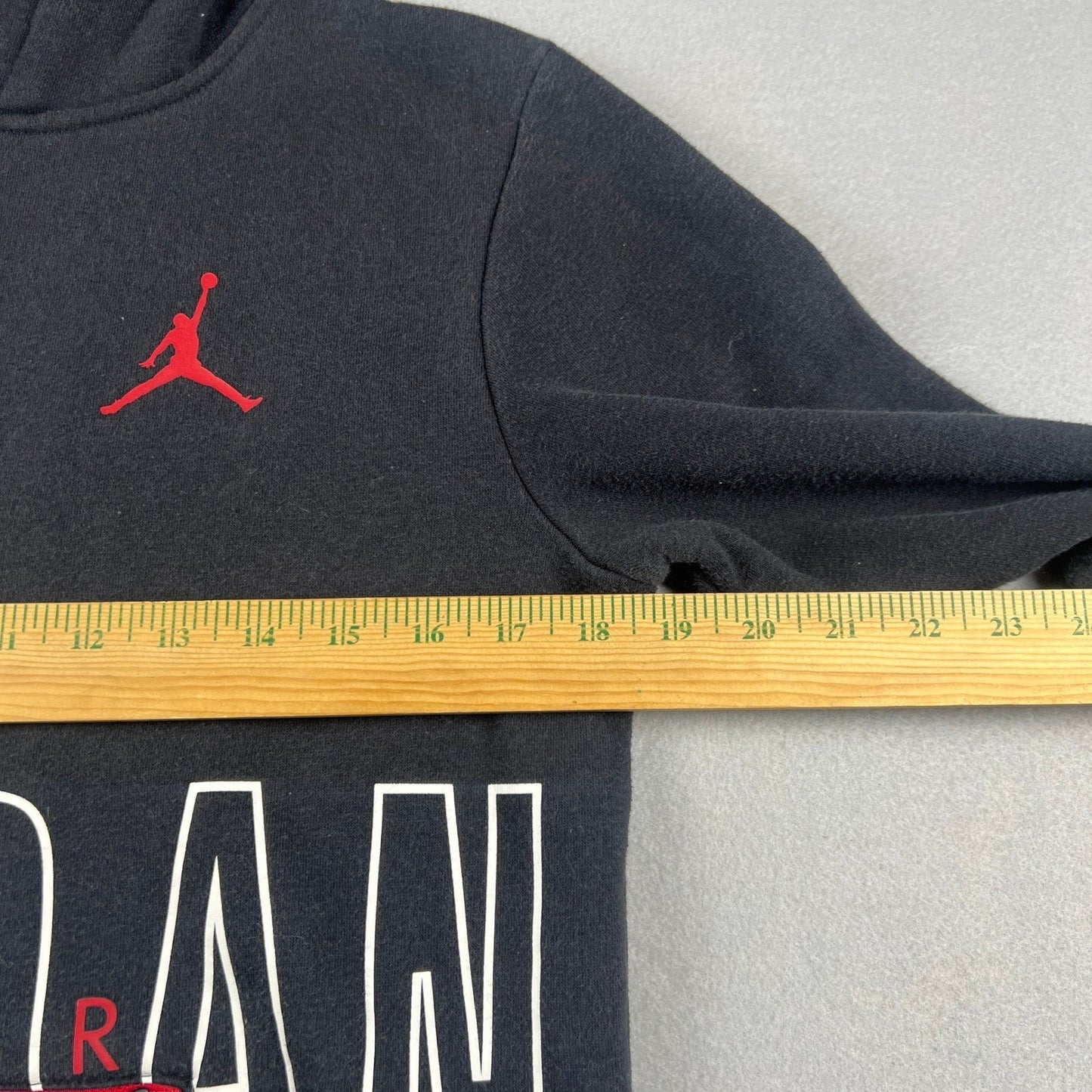 Jordan Hoodie Boys L Black Red Jumpman Graphic Zipper Pocket Fleece Pullover VTG