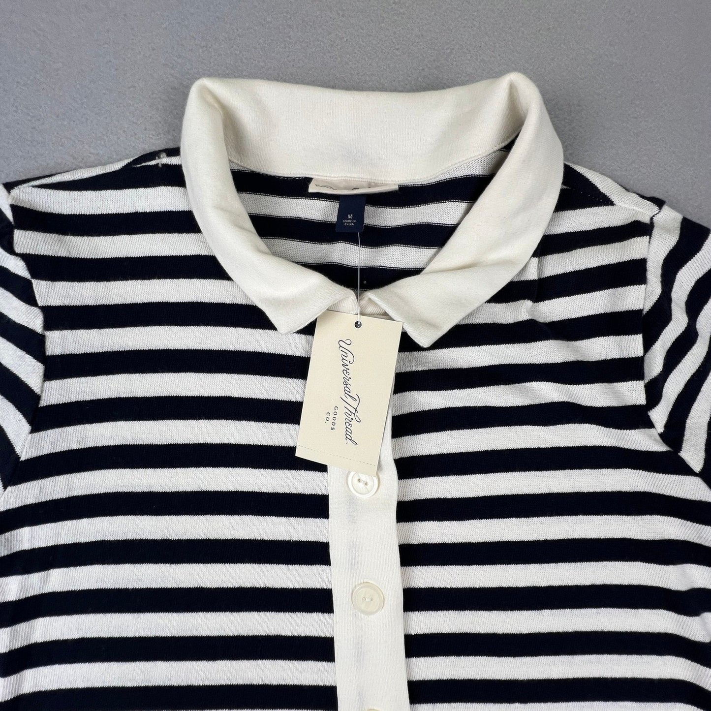 Polo Dress Knit Preppy Medium 100% Cotton Striped Mini Universal Thread