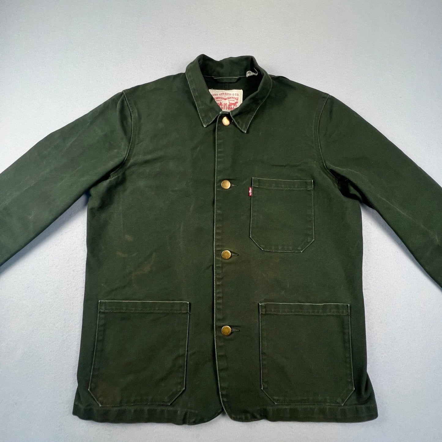 Levi's Chore Coat Men Large Green Canvas Utility Jacket Workwear Chore Coat