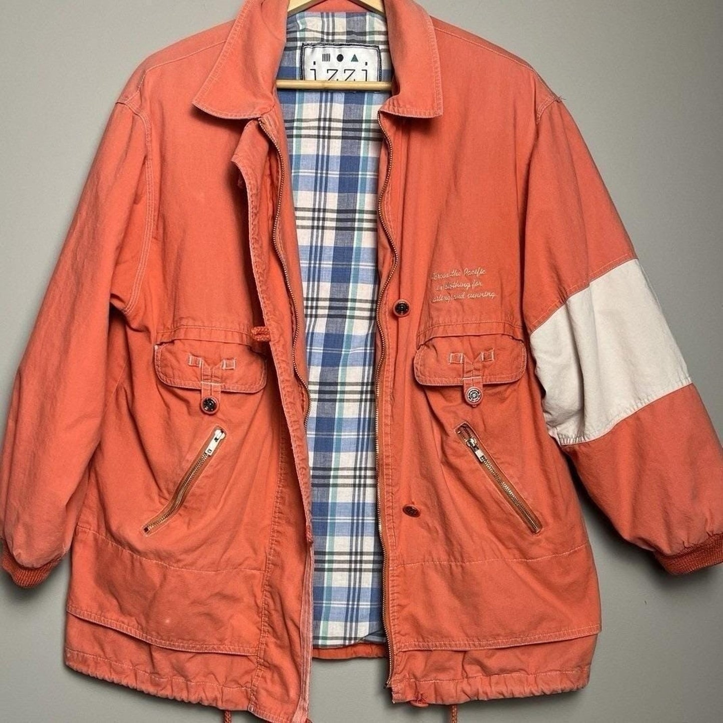 Vintage iZZi Utility Jacket Womens Medium Y2K Workwear Streetwear Plaid Lined