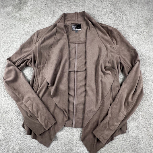Kut from the Kloth Faux Suede Jacket Womens Small Brown Front Moto Boho