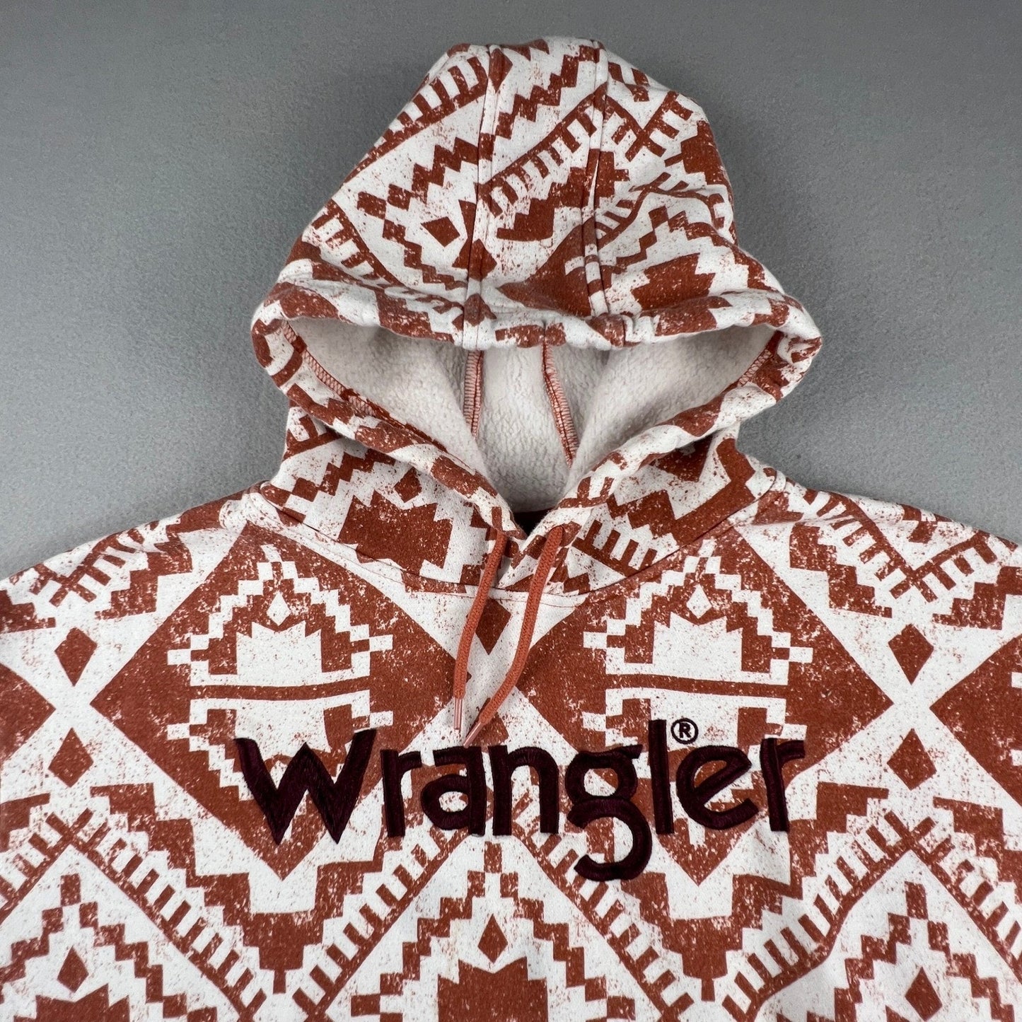 Wrangler Retro Hoodie Womens Large Rust Orange Southwestern Geometric Pullover