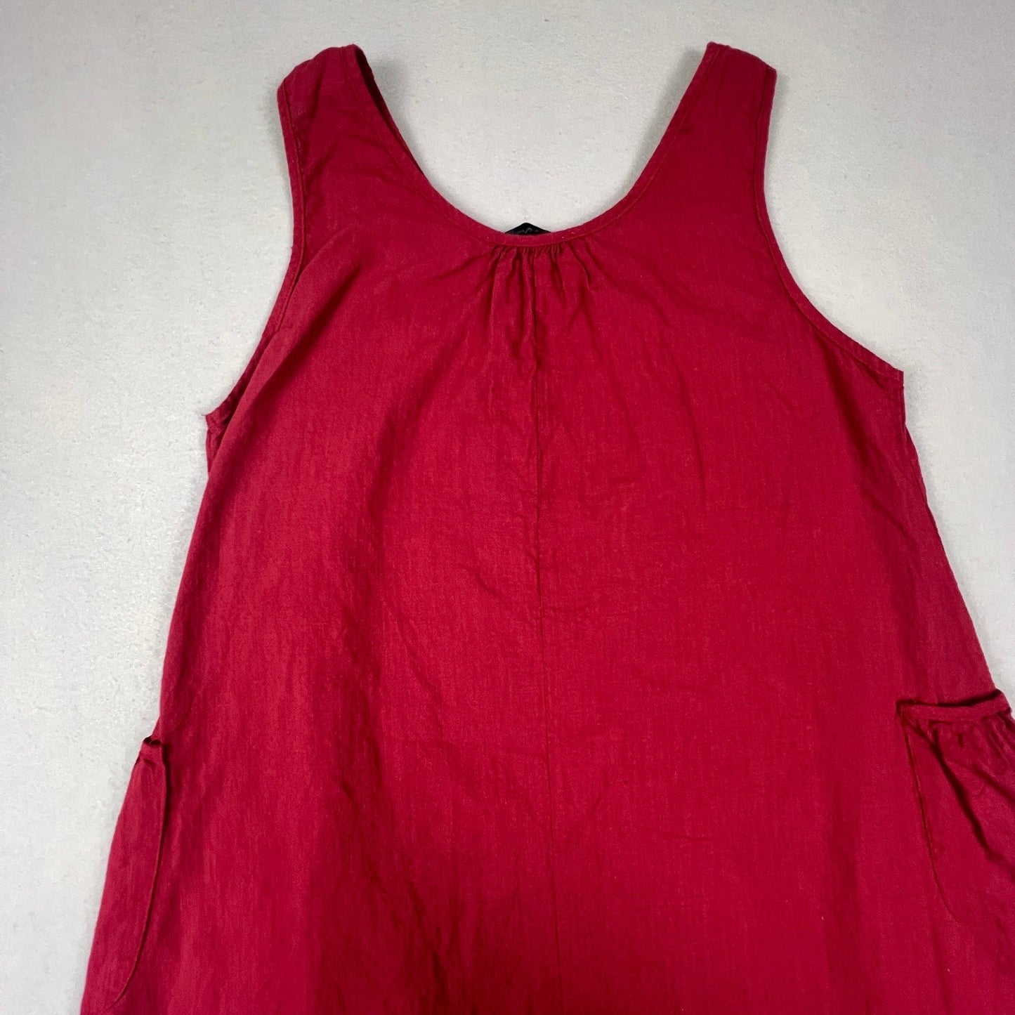Zanzea Maxi Dress Womens M Red Sleeveless Cotton Blend Boho Lagenlook Pocket
