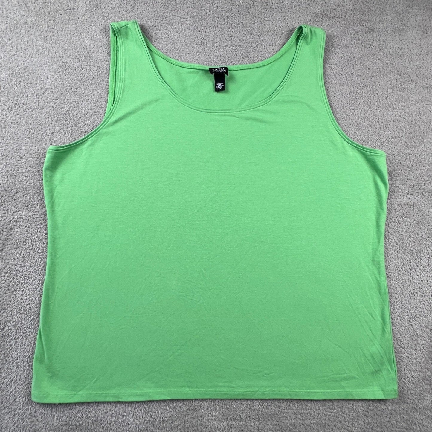 Eileen Fisher Tank Top Women 1X Green Excellent Cotton Lycra Scoop Neck
