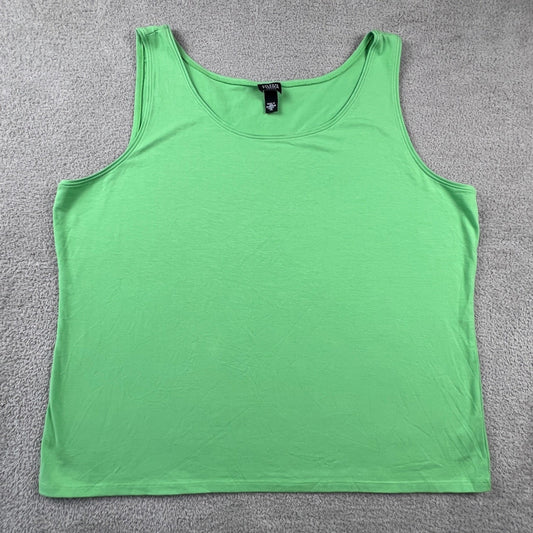 Eileen Fisher Tank Top Women 1X Green Excellent Cotton Lycra Scoop Neck