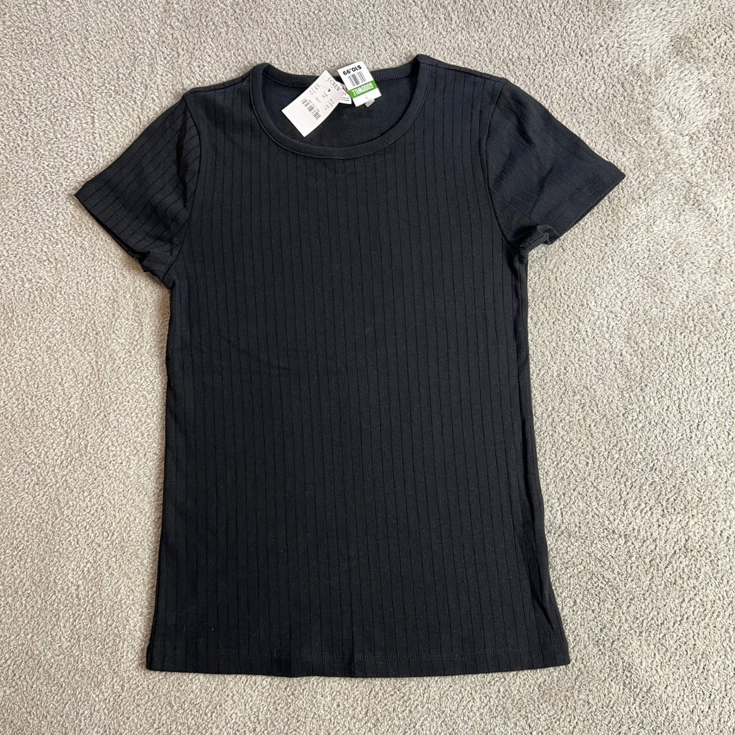 J.Crew Mercantile T-shirt Women's Medium Black Ribbed Cotton Short Sleeve