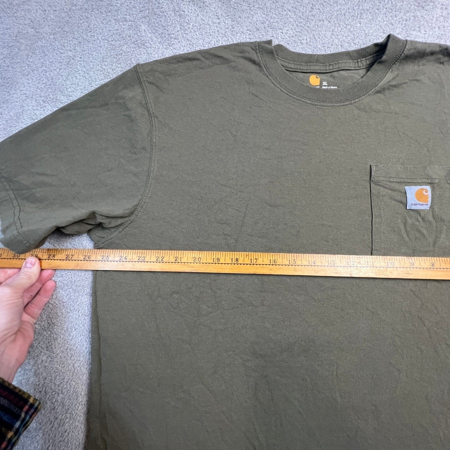 Carhartt K87 Mens XL Green Original Fit Short Sleeve Pocket T Shirt Daily Wear