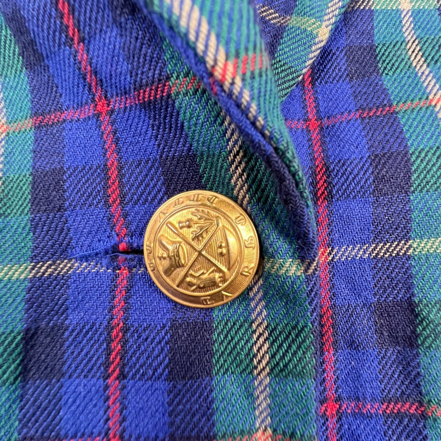 Pendleton Blazer Womens 16 Blue Plaid Cotton Gold Button Knockabouts Preppy USA