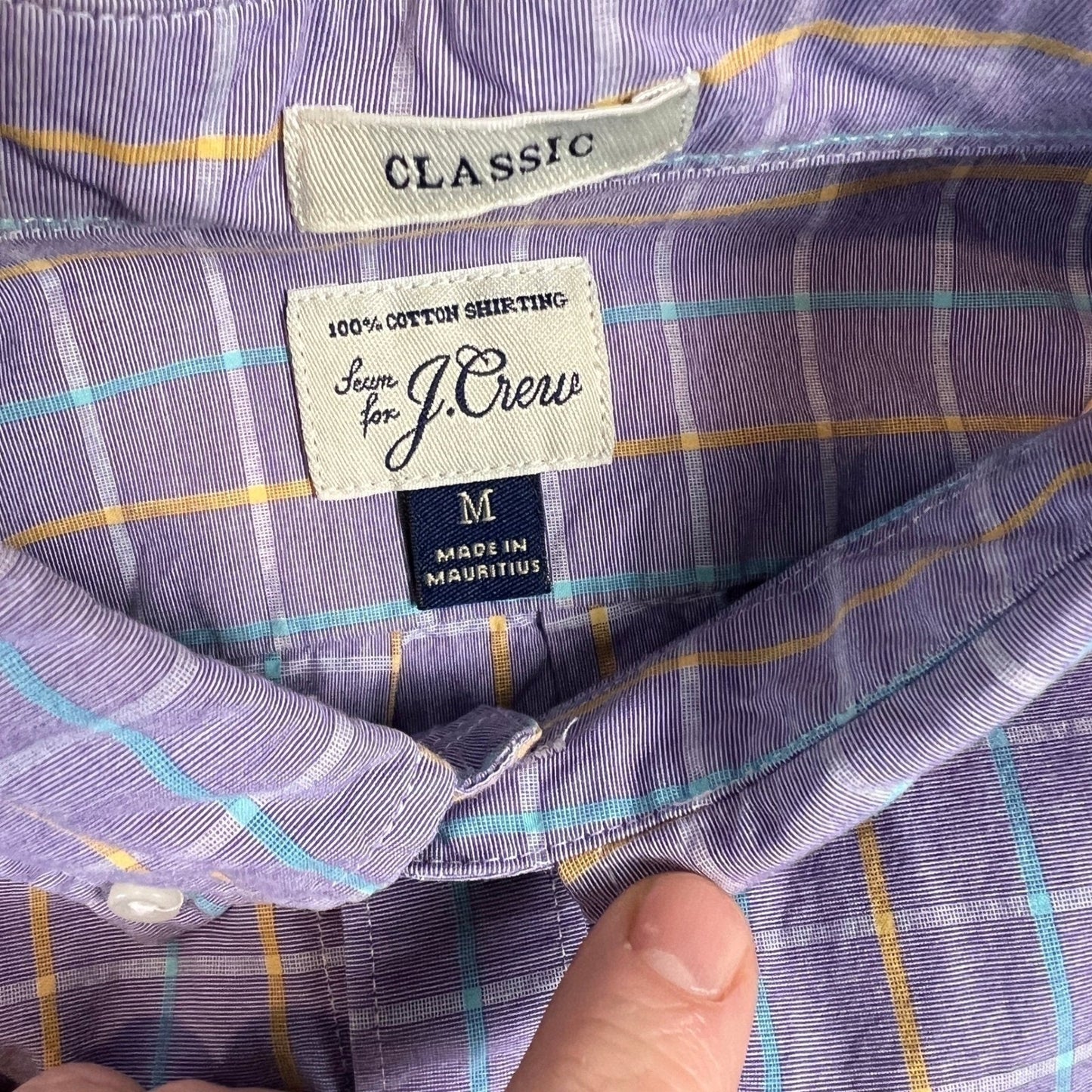 J.Crew Button Down Shirt Men's Medium Classic Fit Plaid Cotton Shirt Long Sleeve