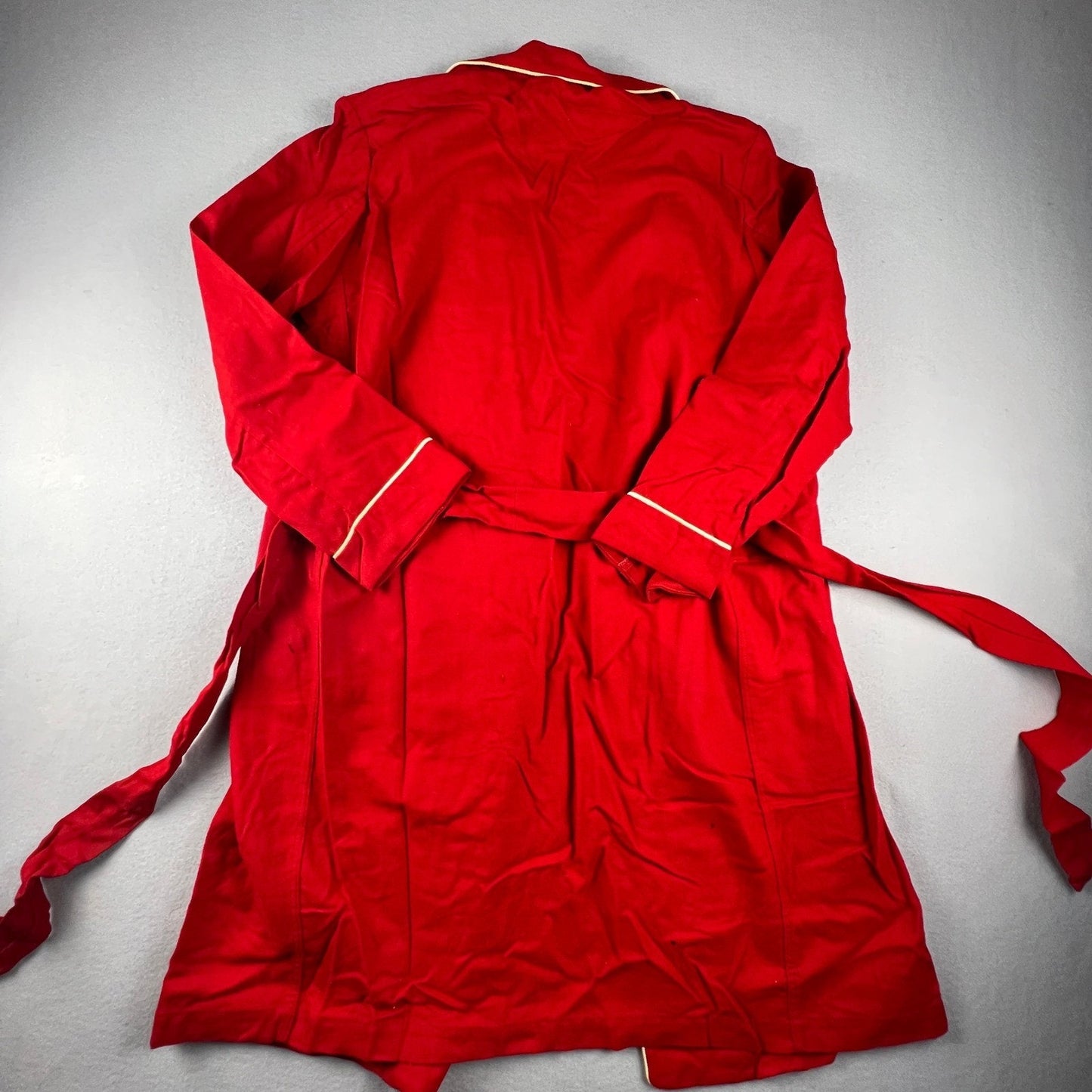 VTG Pendleton Robe Womens Medium Red Wool Piping Belted Loungewear Classic