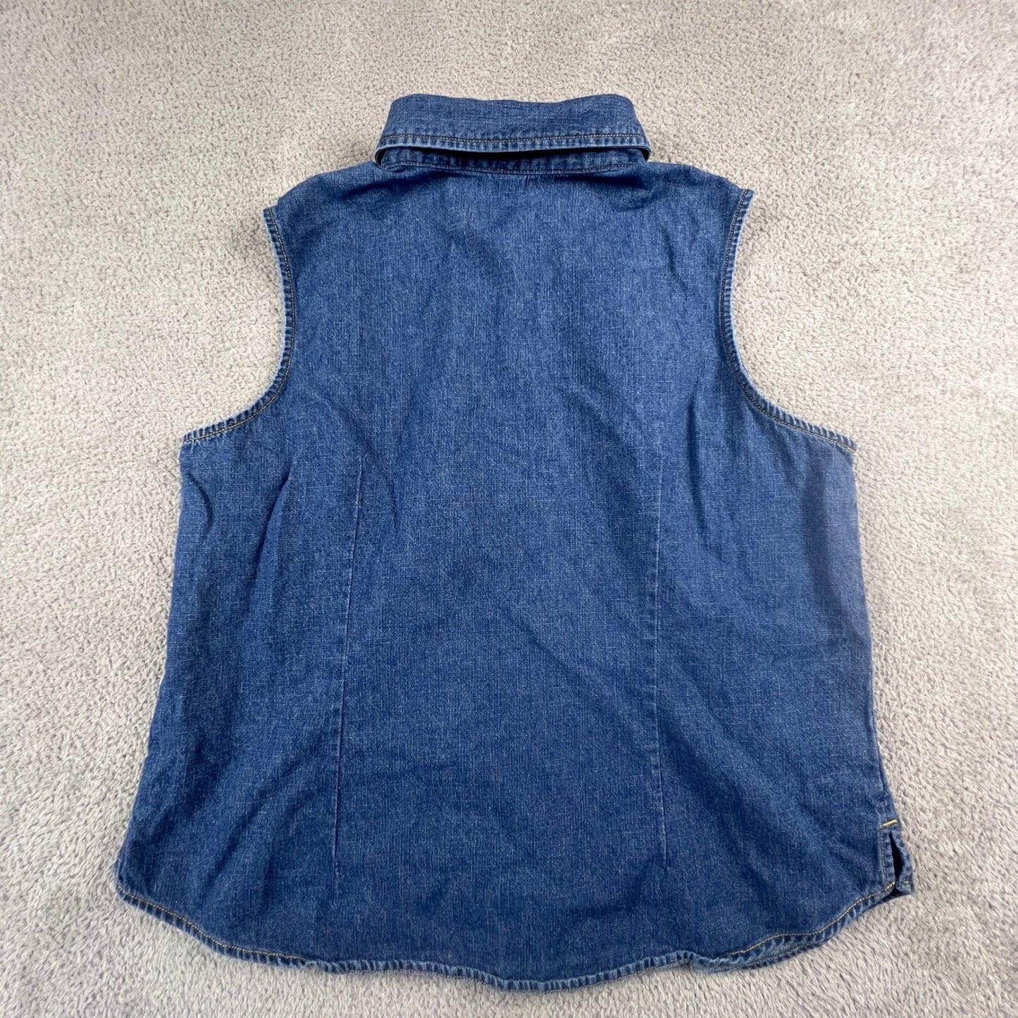 Vintage Denim Vest Top Women XL Blue Sleeveless Casual Classic Cherokee