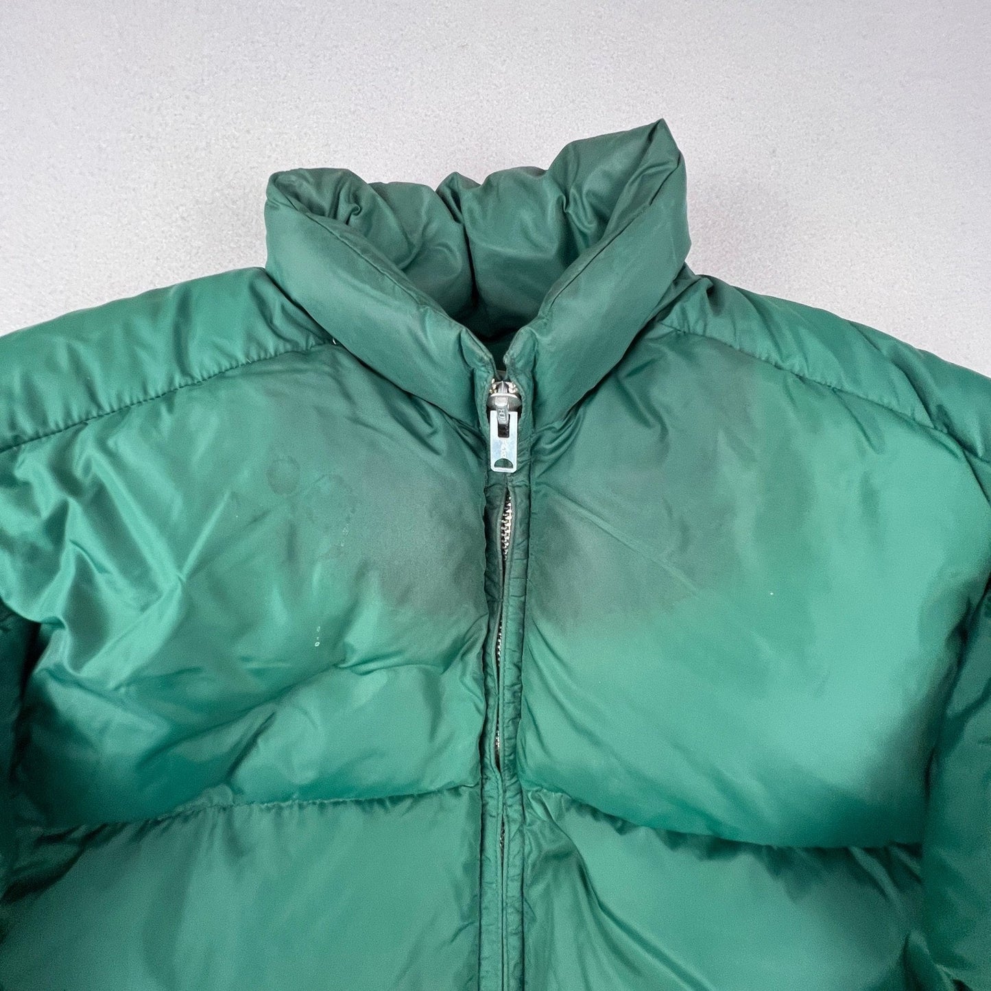 Comfy Goose Down Puffer Jacket Mens XL Green Vintage Seattle Quilt Mfg Hooded