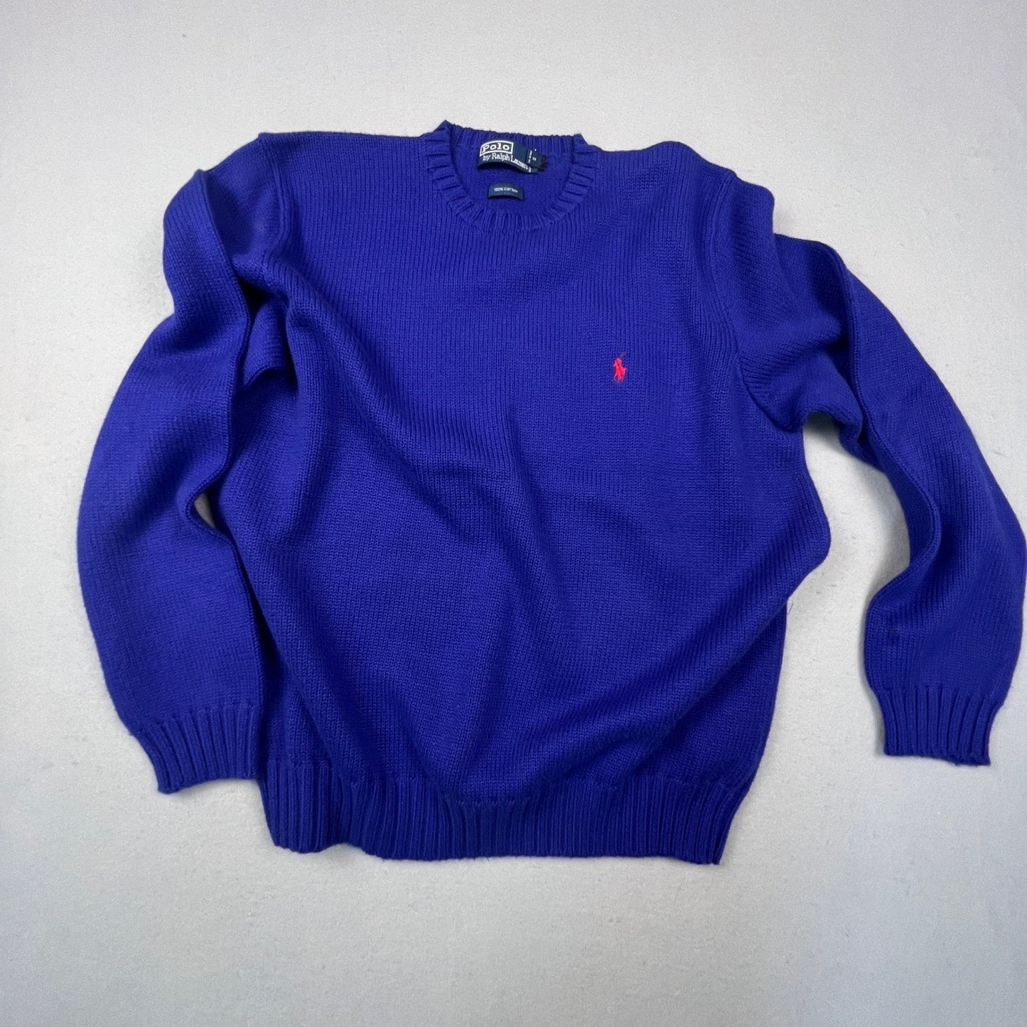 Polo Ralph Lauren Sweater Mens L 100% Cotton Crewneck Knit Pony Logo Classic