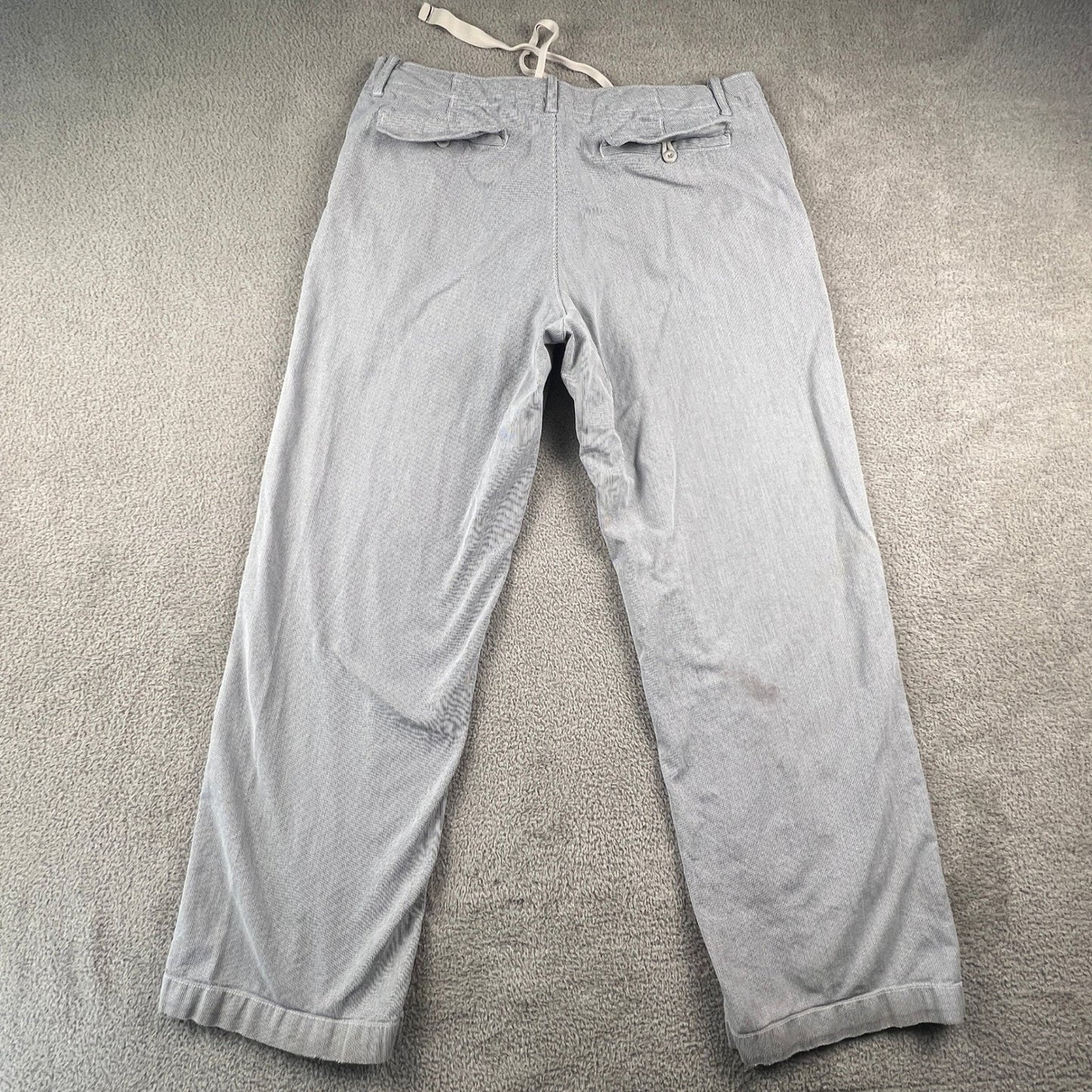 Stripe Pants Mens 37x31 Blue White Drawstring Beach Summer Seersucker