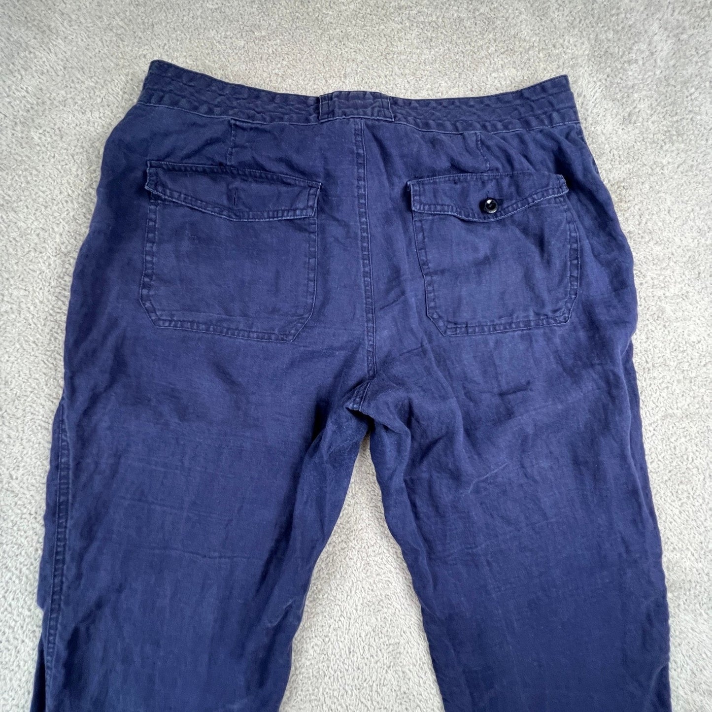 Lauren Ralph Lauren Linen Pants Womens 6 Navy Blue Drawstring Casual Coastal