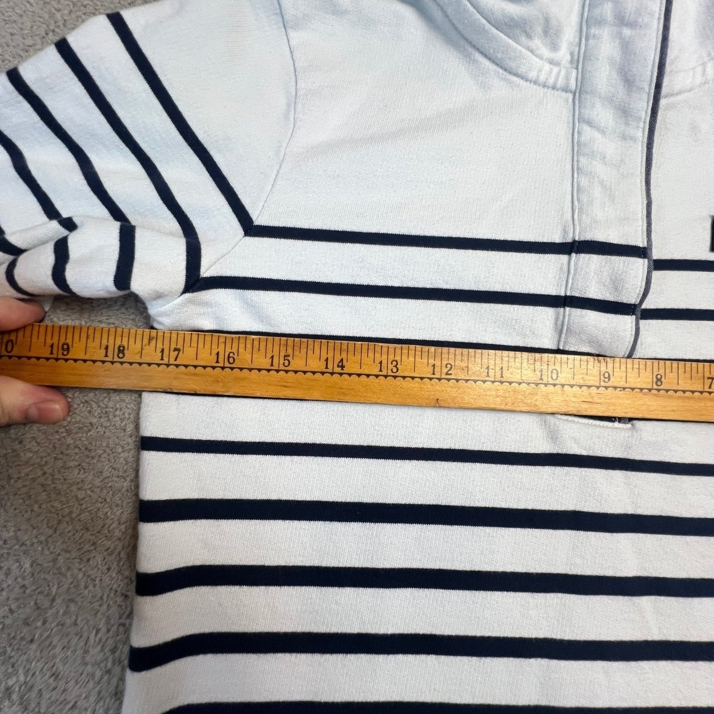 L.L. Bean Nautical Stripe Quarter Zip Pullover Sweatshirt XS